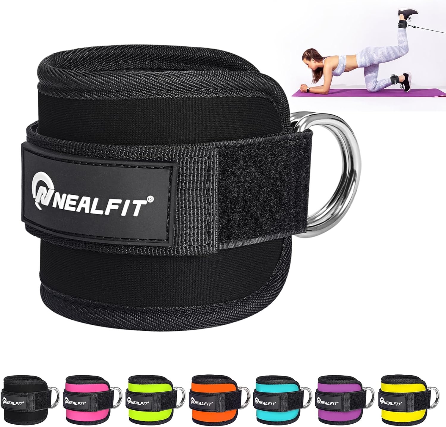 NEALFIT Ankle Strap for Cable Machine, Gym Ankle Cuff for Kickbacks, Leg Extensions, Glute Workouts, Booty Hip Abductors Exercise for Women and Men