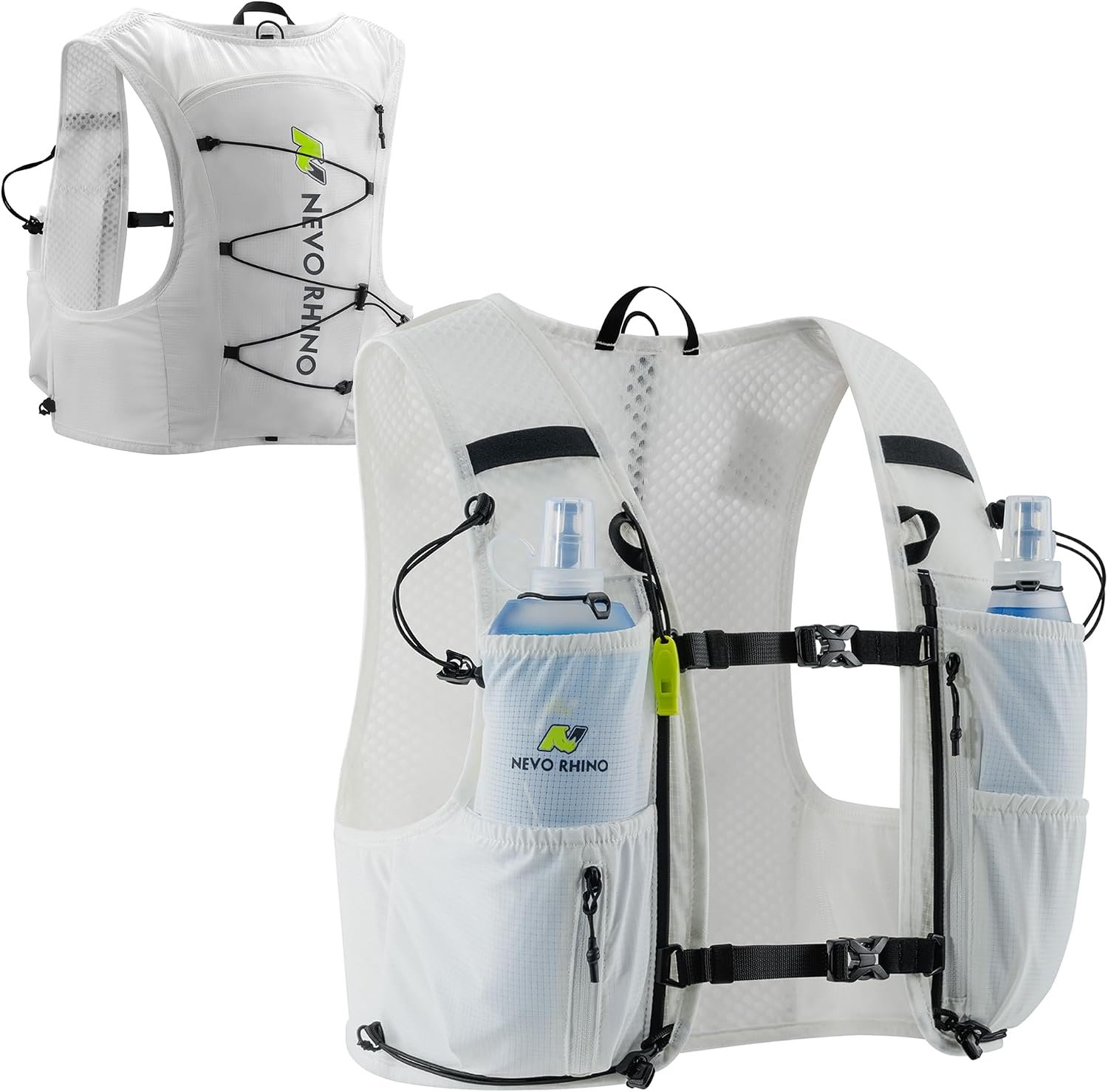N NEVO RHINO Running Vest for Women Men, 5L Lightweight Running Hydration Vest with 2 TPU 500ml Soft Flask, Breathable Hydration Backpack for Trail Running, Hiking, Shorter Runs