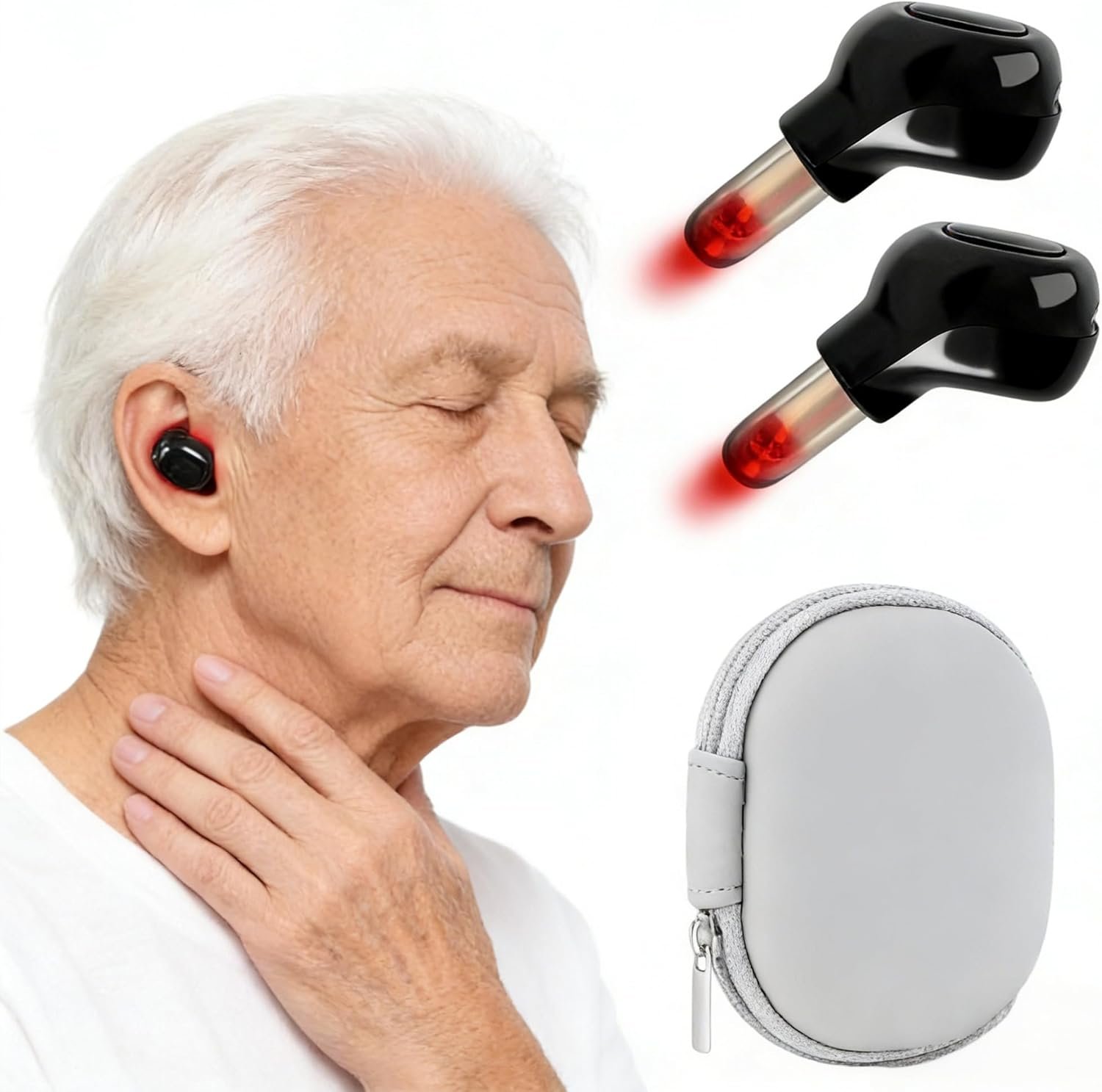 2026 Upgraded 650nm Red Light Device – LED Wellness Device for Ears and Nose, Hands-Free Design, Lightweight & Portable for Home, Work & Travel (Black)