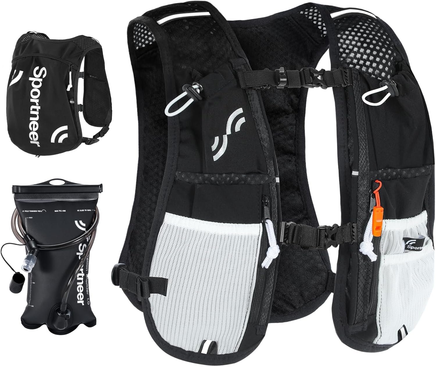 Sportneer Hydration Backpack: Lightweight Water Pack with 1.5L Bladder, Hydro Water Daypack for Running Hiking Biking Cycling for Women Men