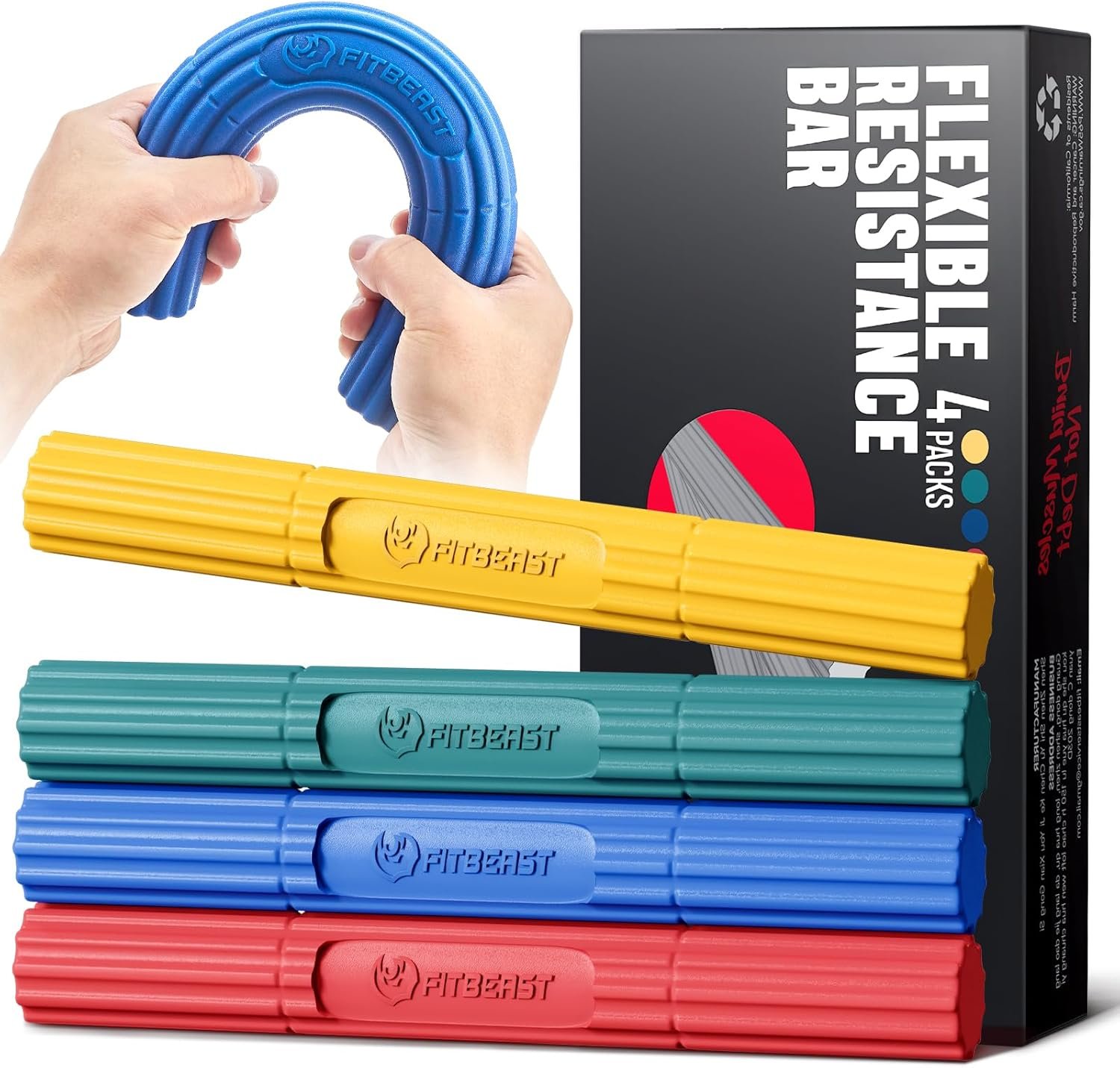 FitBeast Flex Therapy Bar, Tennis Elbow Therapy Bar – Ideal for Relieve Tendonitis Pain & Improve Grip Strength, Fitness Resistance Bar for Golfers Elbow & Tendinitis, Twist Bar for Physical Therapy