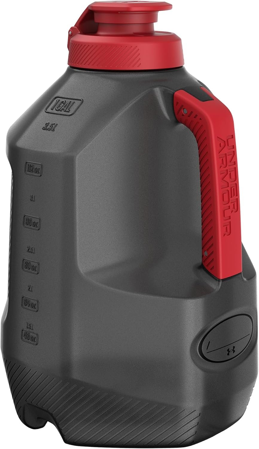 Under Armour 1 Gallon Water Bottle, Large Sports Jug, Durable, Gym Water Bottles for Men and Women, Football, Basketball, Black/Black