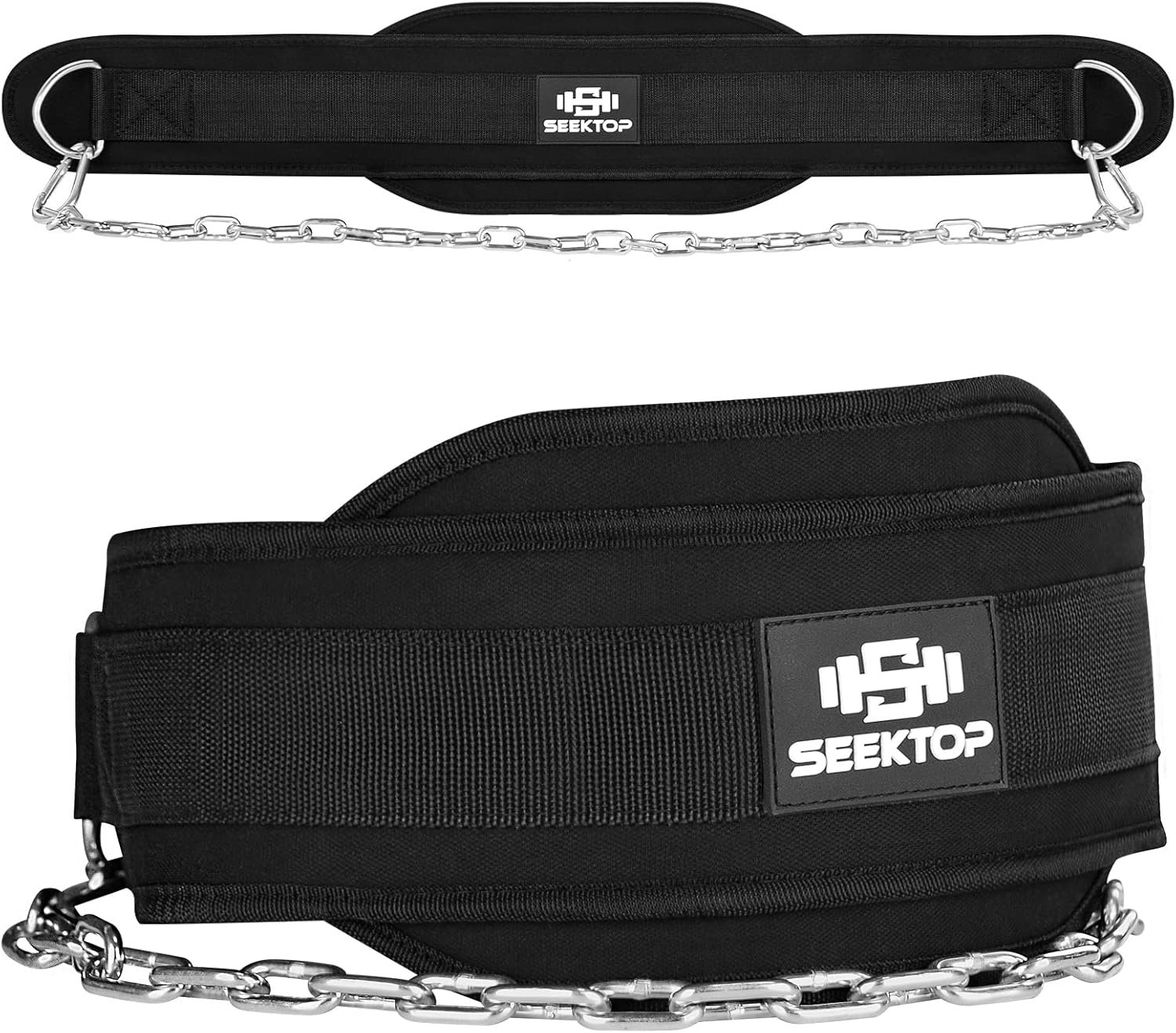 Seektop Dip Belt With Chain for Weightlifting – Neoprene Waist Belt for GYM Workout, Pull Ups, Crossfit, Weight Lifting, Squat, Training, Fitness – for Men & Women