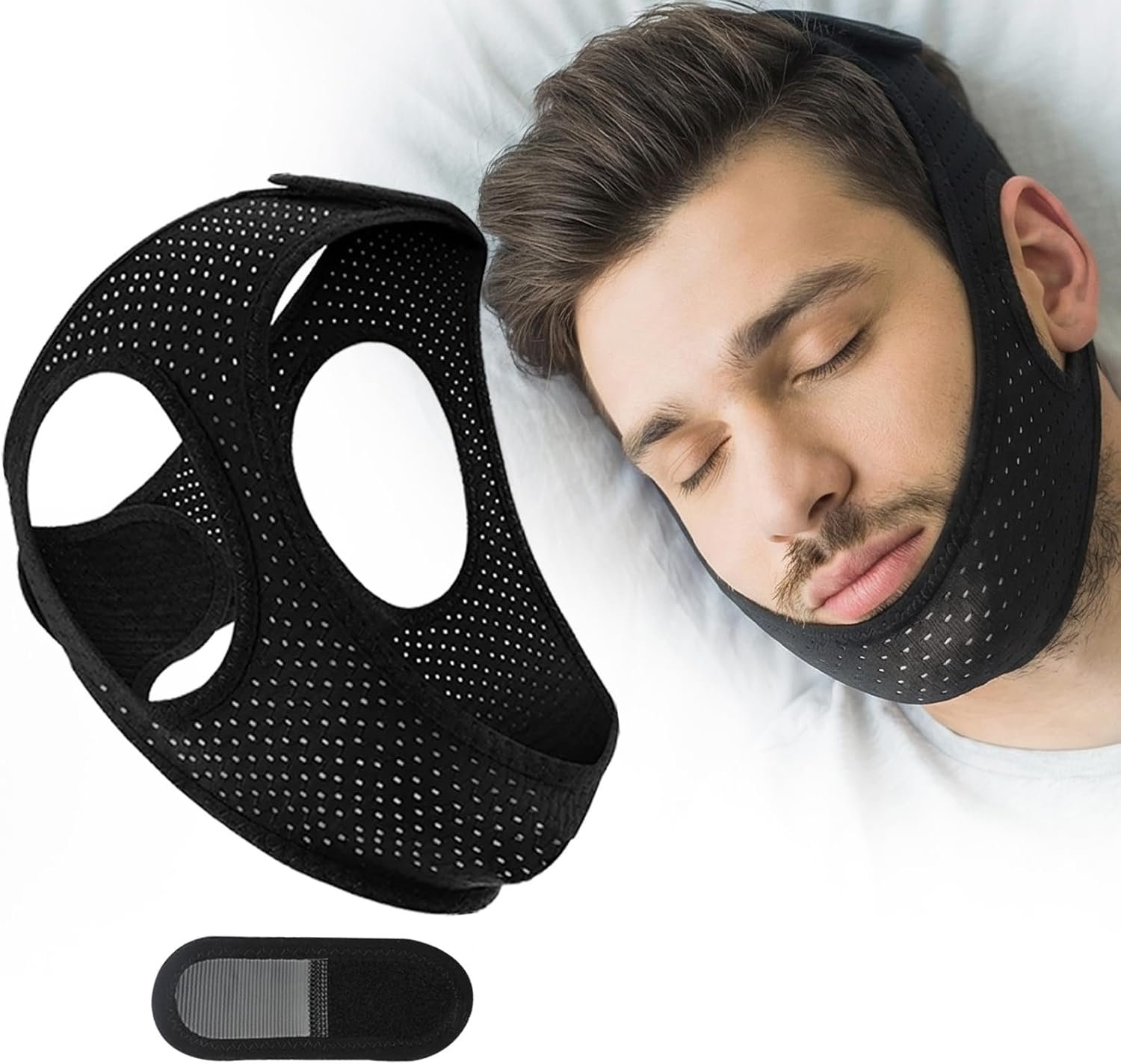 Sleep Apnea Devices丨Comfortable Chin Strap for Sleeping – Improve Sleep Quality, Simple & Adjustable Design for Men and Women (21 Inches,Black)