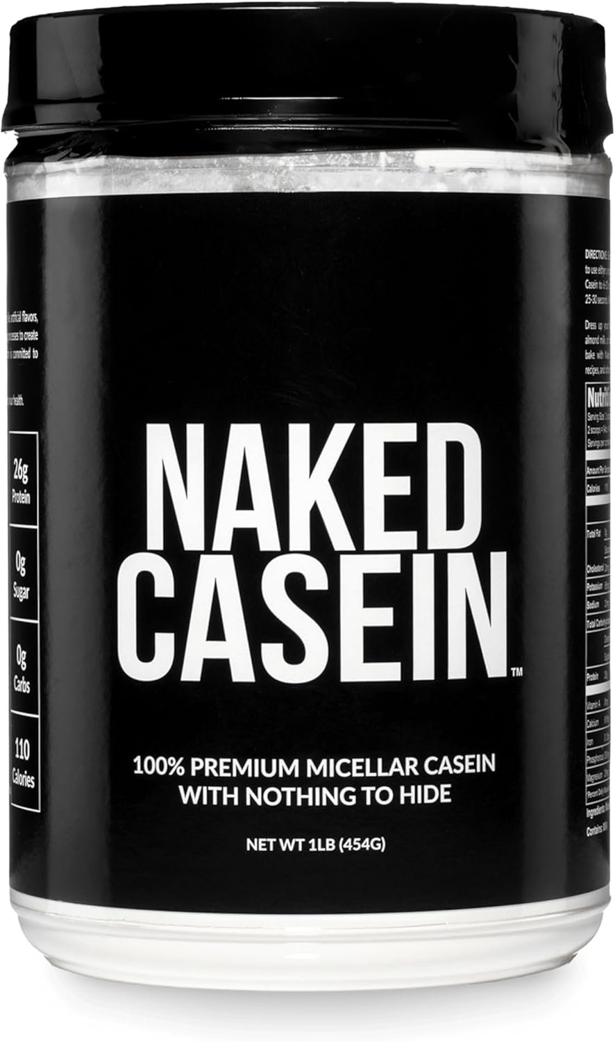 NAKED Casein – 1Lb Micellar Casein Protein – Bulk, Zero Carb, NSF Certified, GMO-Free, Gluten Free, Soy Free, Preservative Free – Stimulate Muscle Growth – Enhance Recovery – 15 Servings