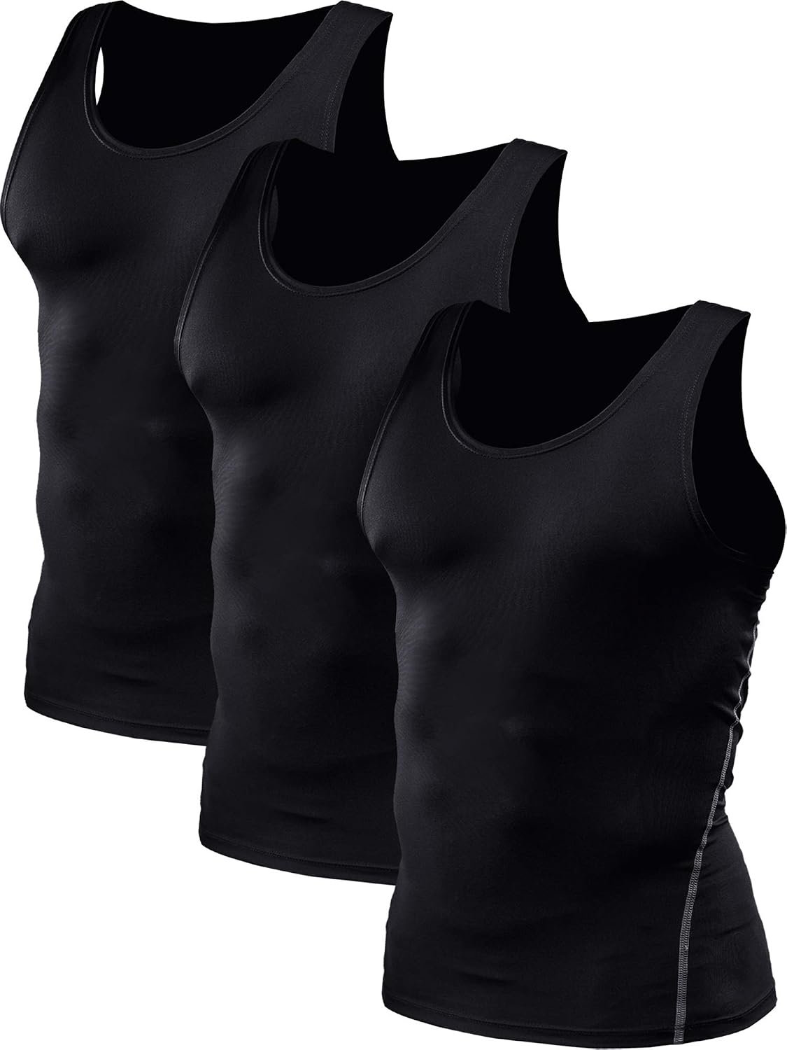 NELEUS Men’s 3 Pack Athletic Compression Under Base Layer Sport Tank Top