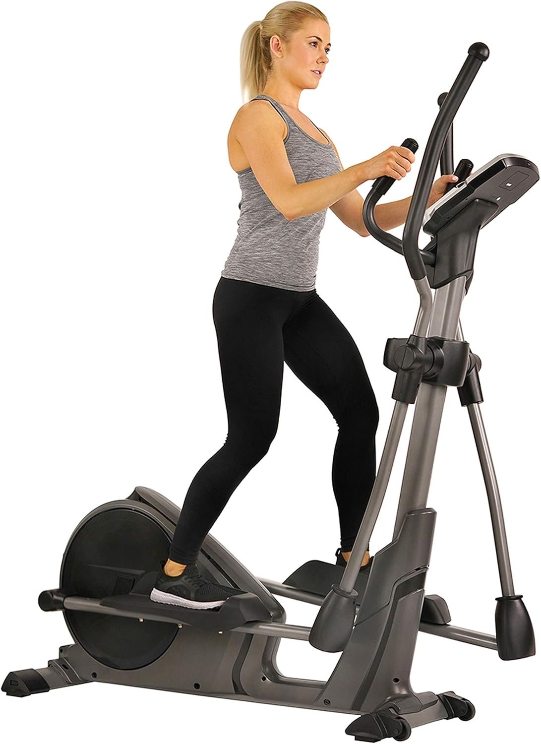Sunny Health & Fitness Elliptical Machine with Extended Stride, Ultra Quiet 300 lbs Capacity Cross Training Cardio Fully Body Exercise for Home, Sunny Fit App Access, Optional 12″ or 16″ Stride Length