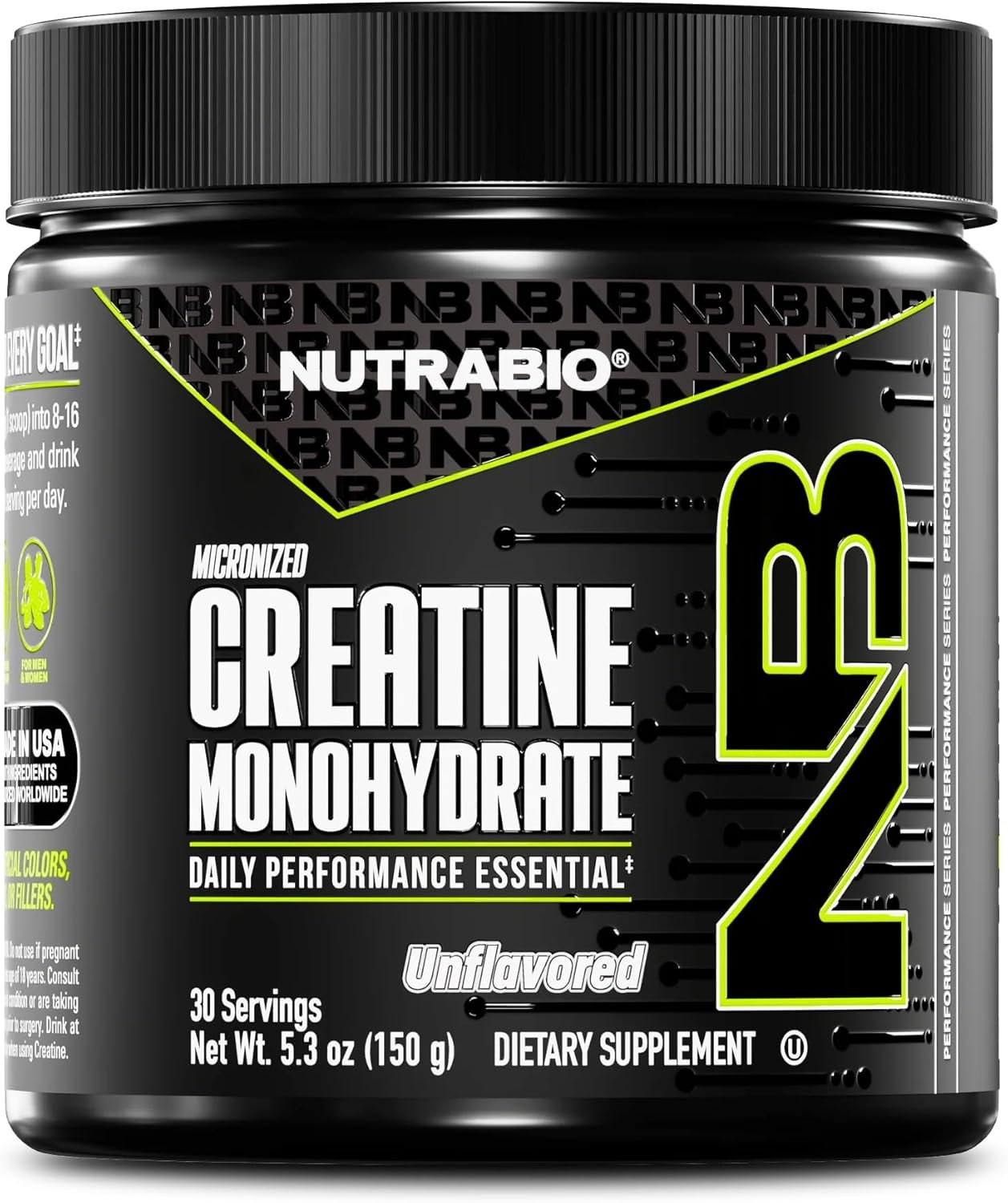 NutraBio Pure Micronized Creatine Monohydrate Powder Supplement, Unflavored, (150 g) – Supports Bulk Muscle Energy, Recovery, and Strength – HPLC Tested Creatine Powder Supplement for Men and Women