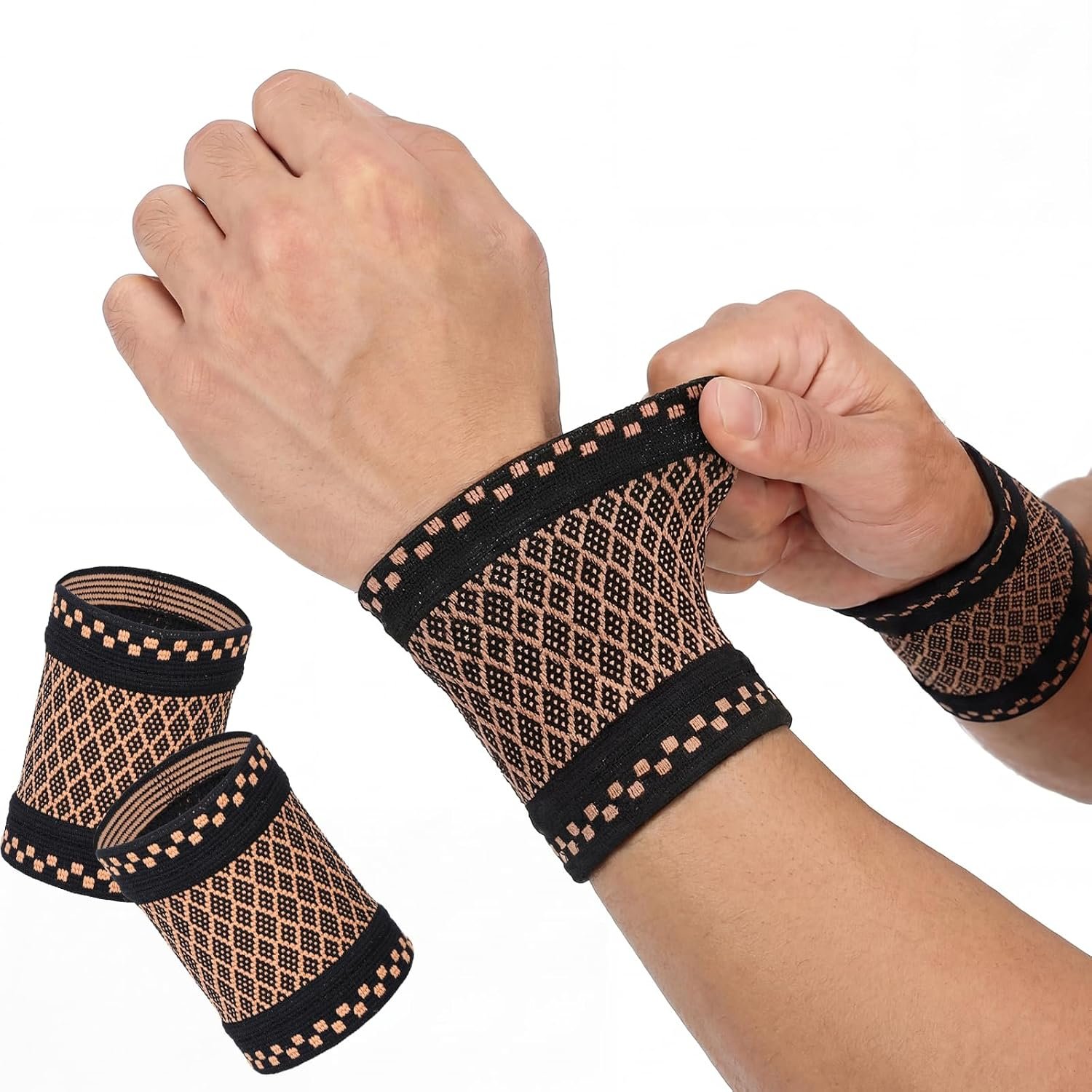 2 Pcs Wrist Compression Sleeve Elastic Wrists Support Compression Wrist Brace for Sport, Fitness, Workout, Typing Soft Wrists Wrap Wristbands for Men and Women(Small)