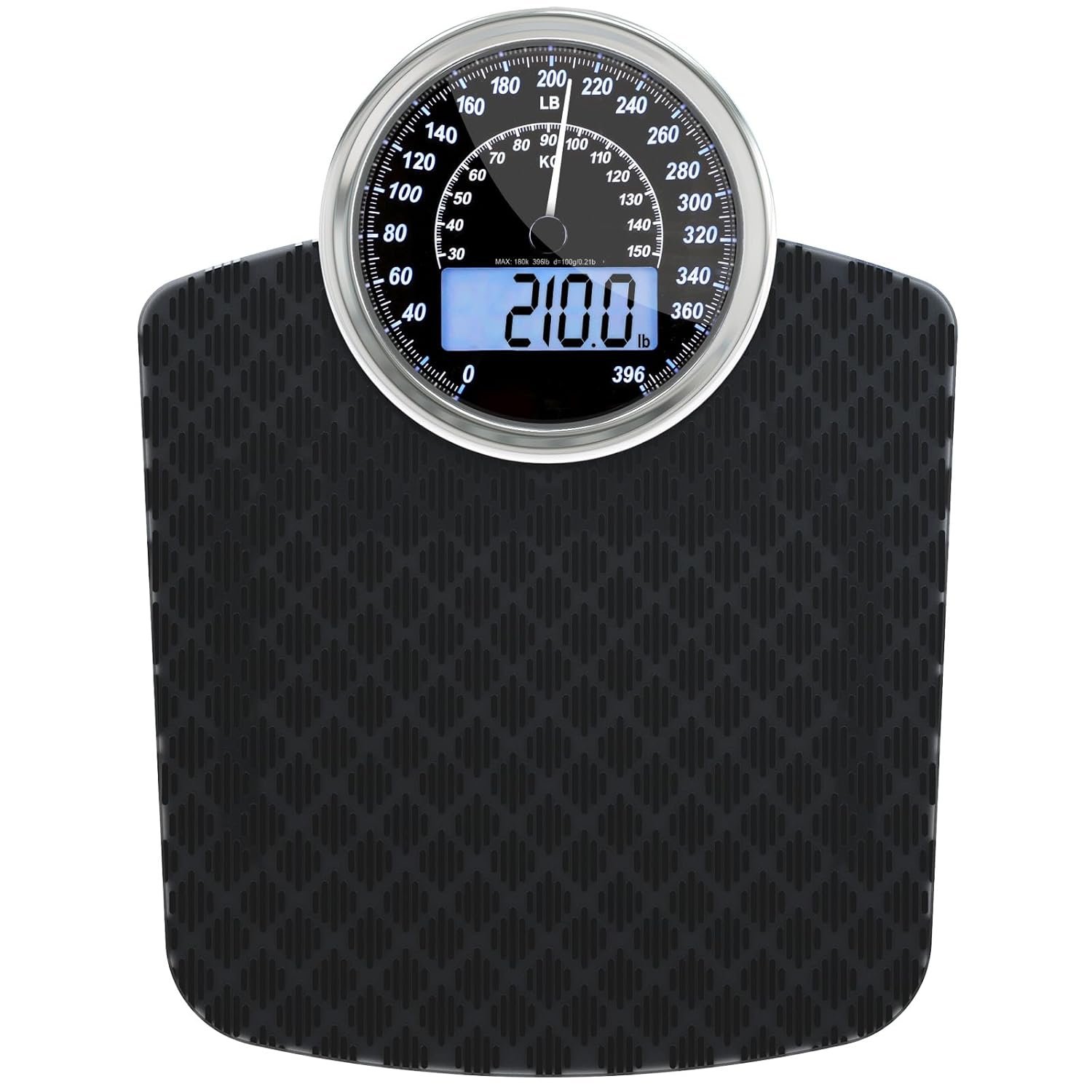 Adamson Hybrid Bathroom Scale for Body Weight – 2-in-1 Analog & Digital Display, Accurate Weight Scale Up to 400 lbs, Backlit LCD, Wide Tempered Glass Platform, 3 AAA Batteries Included