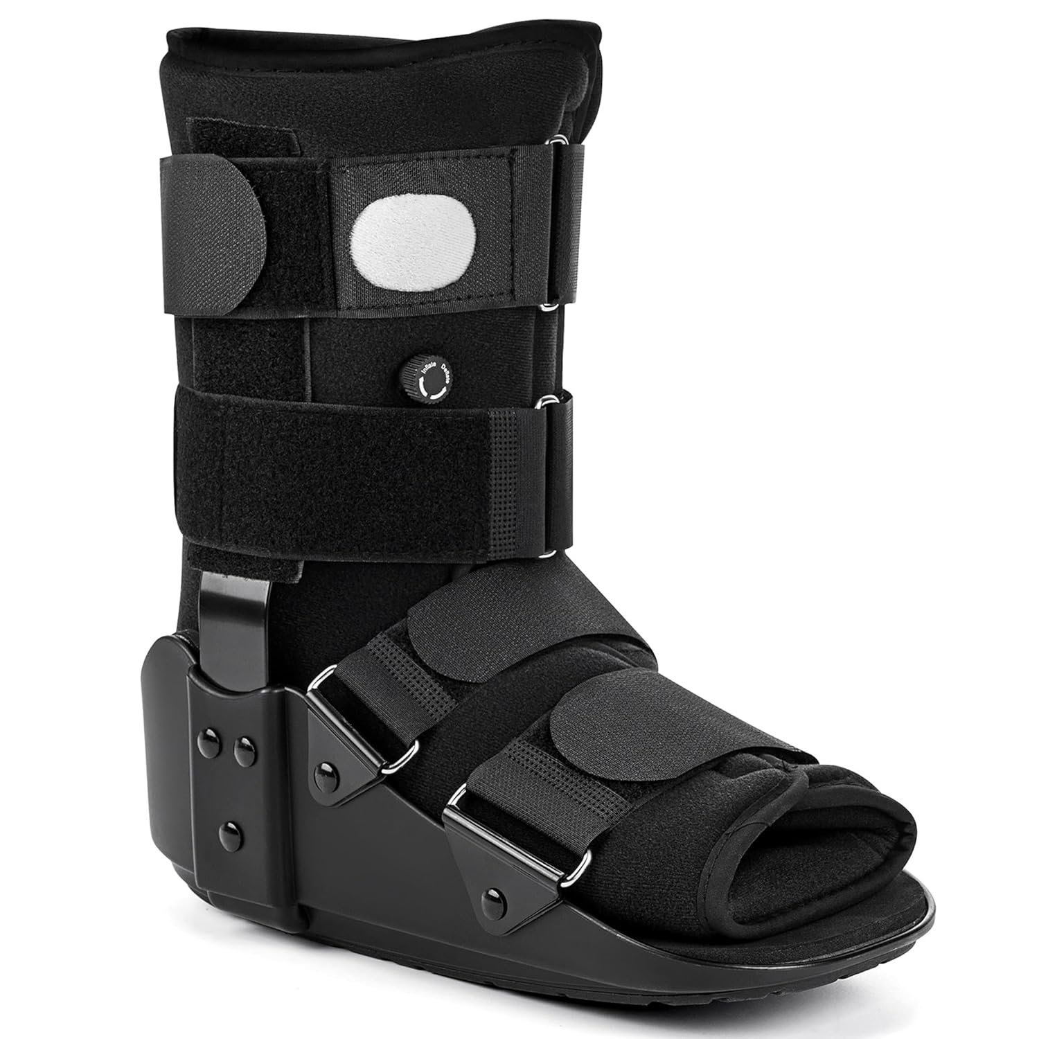 Medibot Advanced Walking Boot for Ankle Injuries & Fractures Adjustable Air Splint with Pump, Medium Black, Fits Shoe Size 6-10”, Men and Women