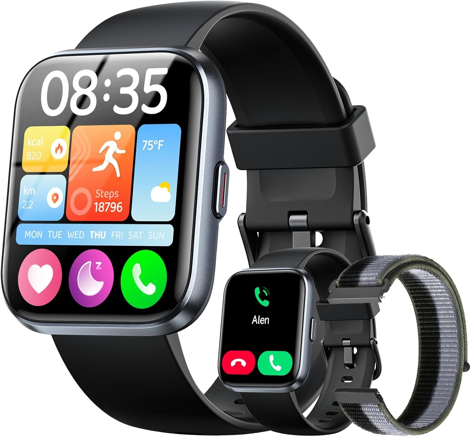 Smart Watches for Men (Android/iPhones), 120+ Sport Modes Fitness Tracker Watch with SpO2/Heart Rate Monitor, Steps/Sleep Tracker, 1.85″ HD Smart Watch with Bluetooth Calls/Messages, 3ATM waterproof