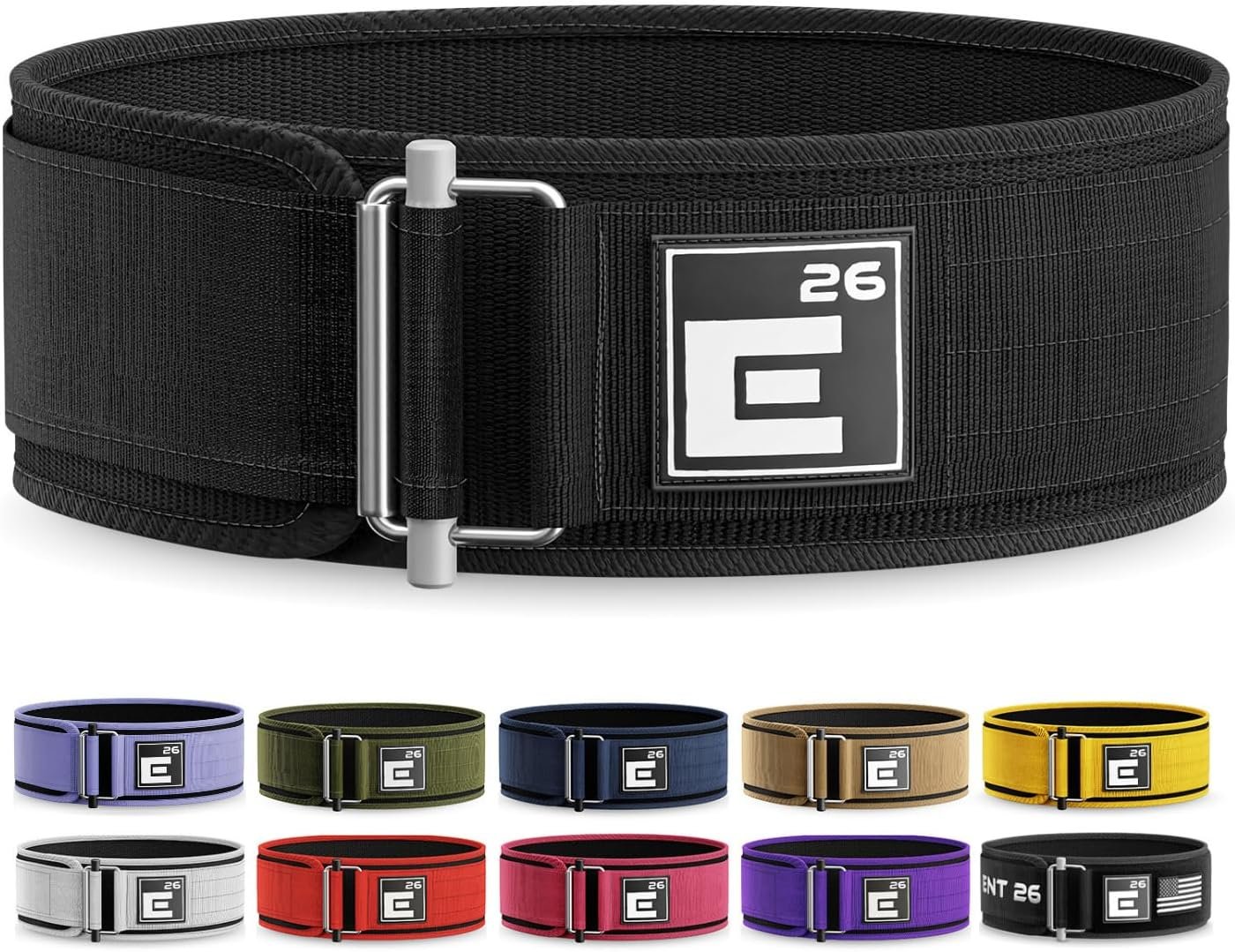 Element 26 Self-Locking Weight Lifting Belt – 4-Inch Nylon Support for Men and Women – Squat and Deadlift – Gym Training