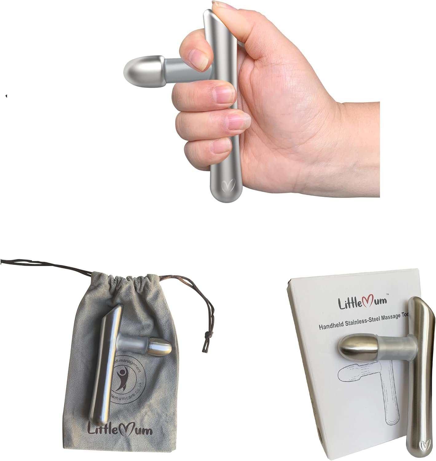 LittleMum T-Bar Massage Tool – Myofascial & Foot Reflexology Massager, Stainless Steel, Heavy Duty