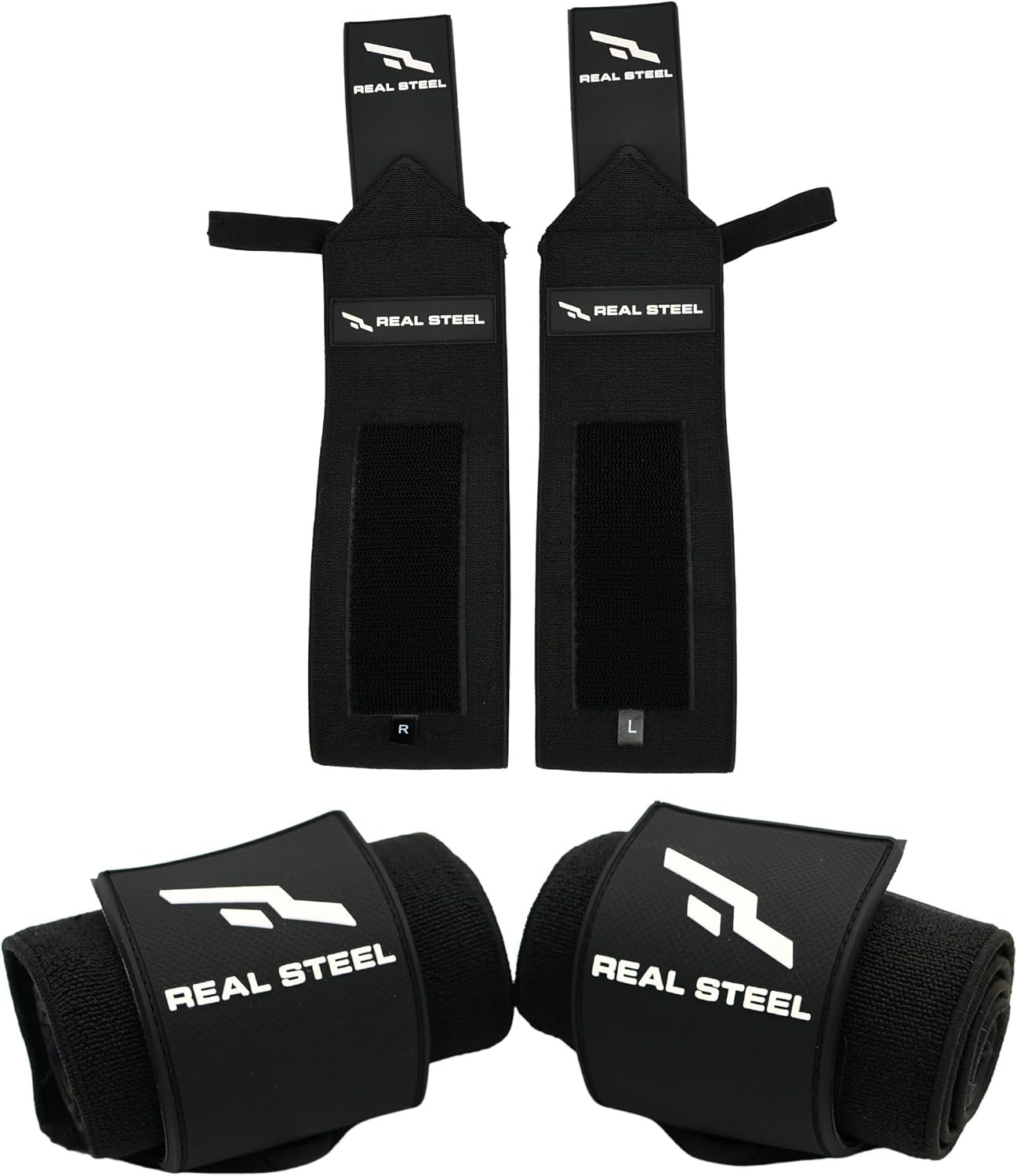 Real Steel Heavy-Duty Wrist Wraps for Weightlifting Men & Women – 24″ Gym Wraps with Thumb Loop – Wrist Straps for Weightlifting Support, Powerlifting, and Strength Training – Workout Support Braces