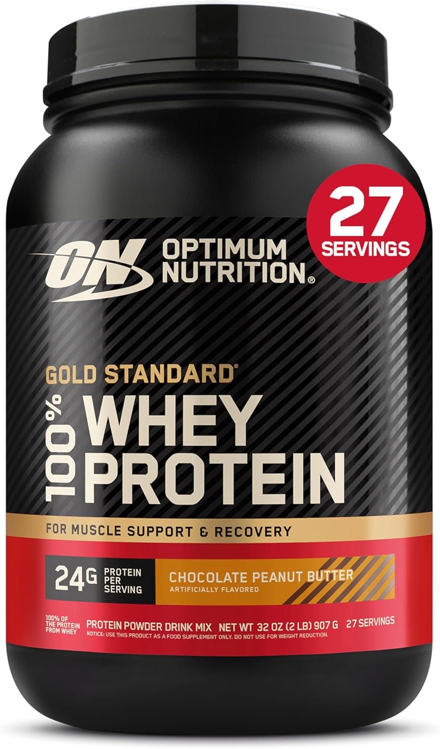Optimum Nutrition Gold Standard 100% Whey Protein Powder, Chocolate Peanut Butter, 2 Pound (Packaging May Vary)