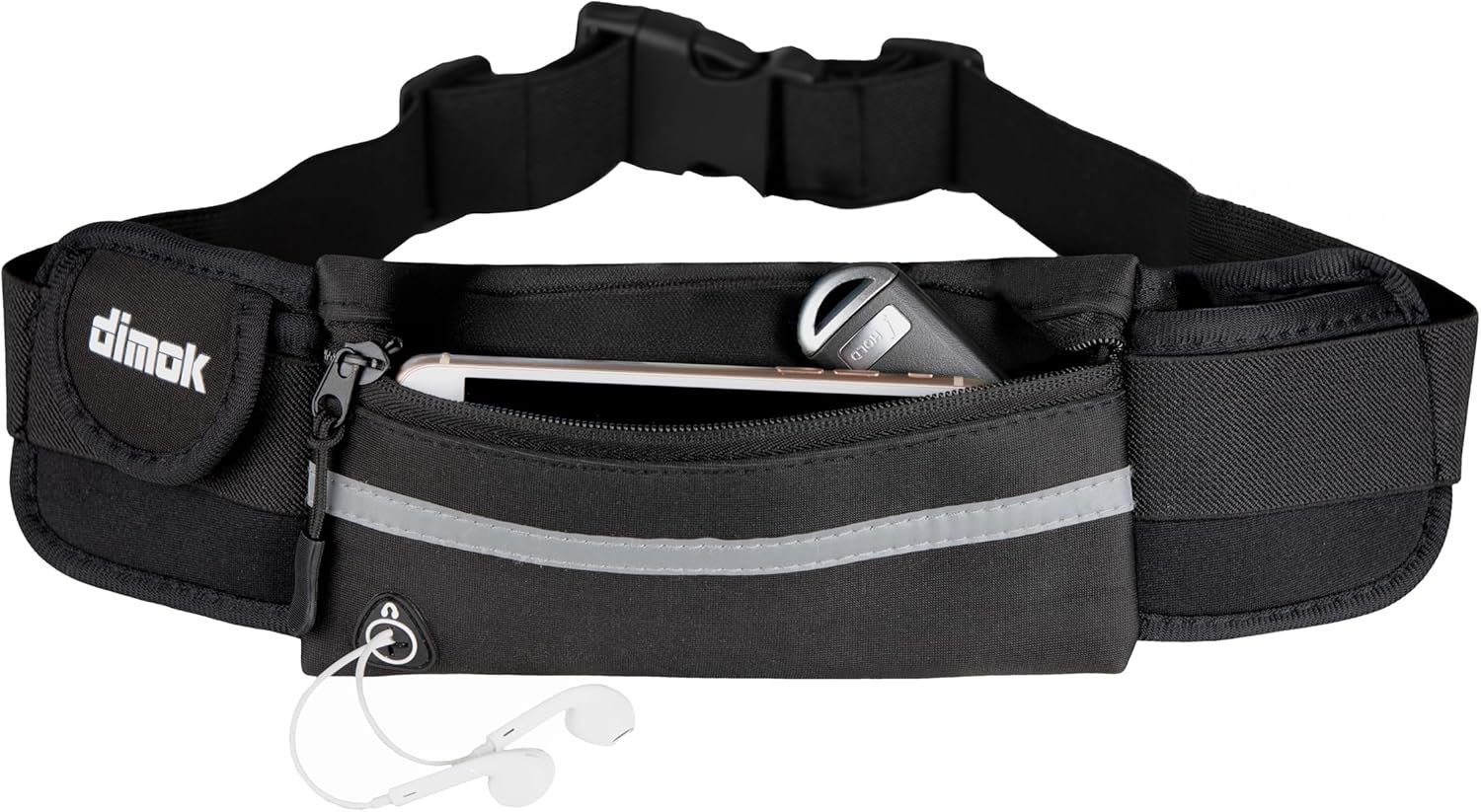 Dimok Running Belt Waist Pack – Water Resistant Runners Belt Fanny Pack for Hiking Fitness – Adjustable Running Pouch for Phones iPhone Android
