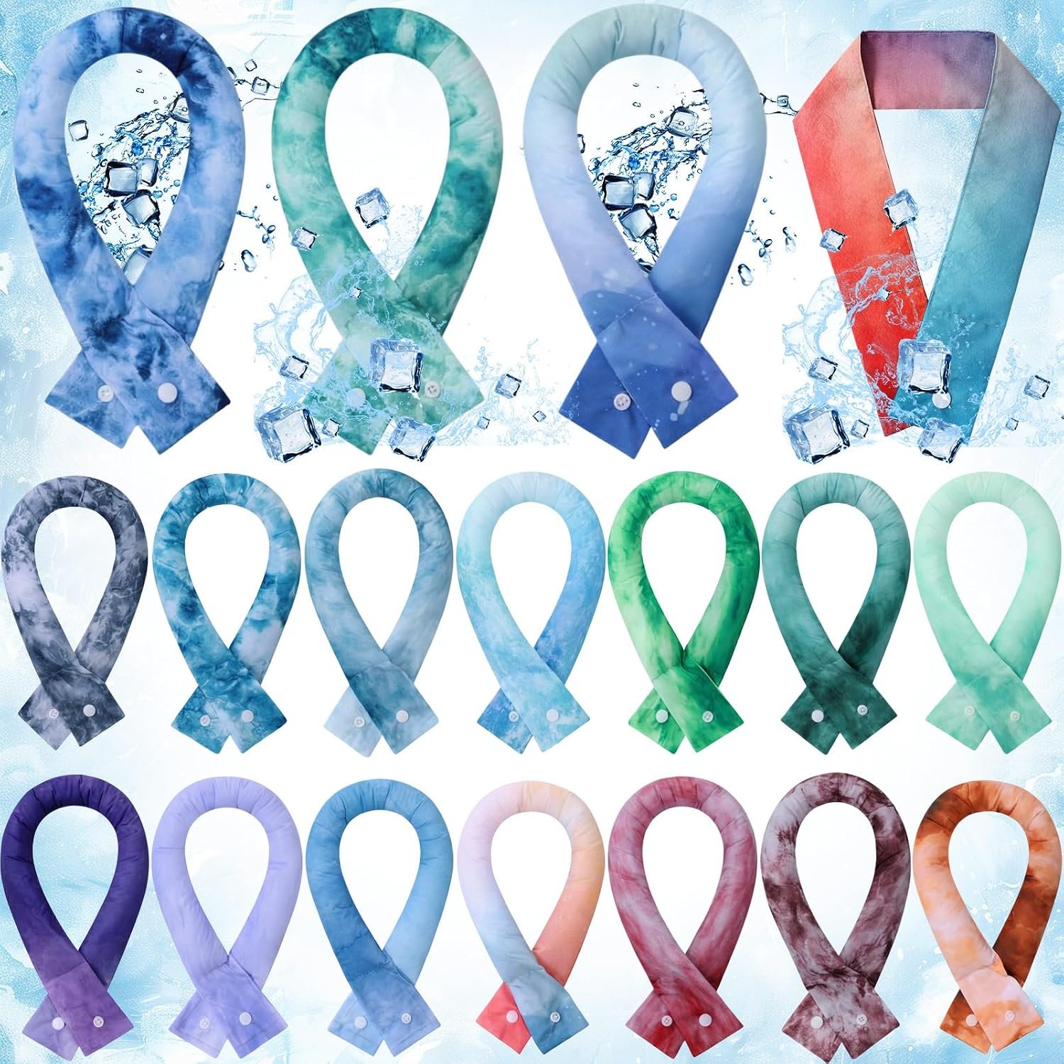 Lenwen Cooling Neck Wraps Tie Dye Cooling Bandana Neck Cooler Ice Scarf for Hot Weather Men Women Summer Outdoor Sport