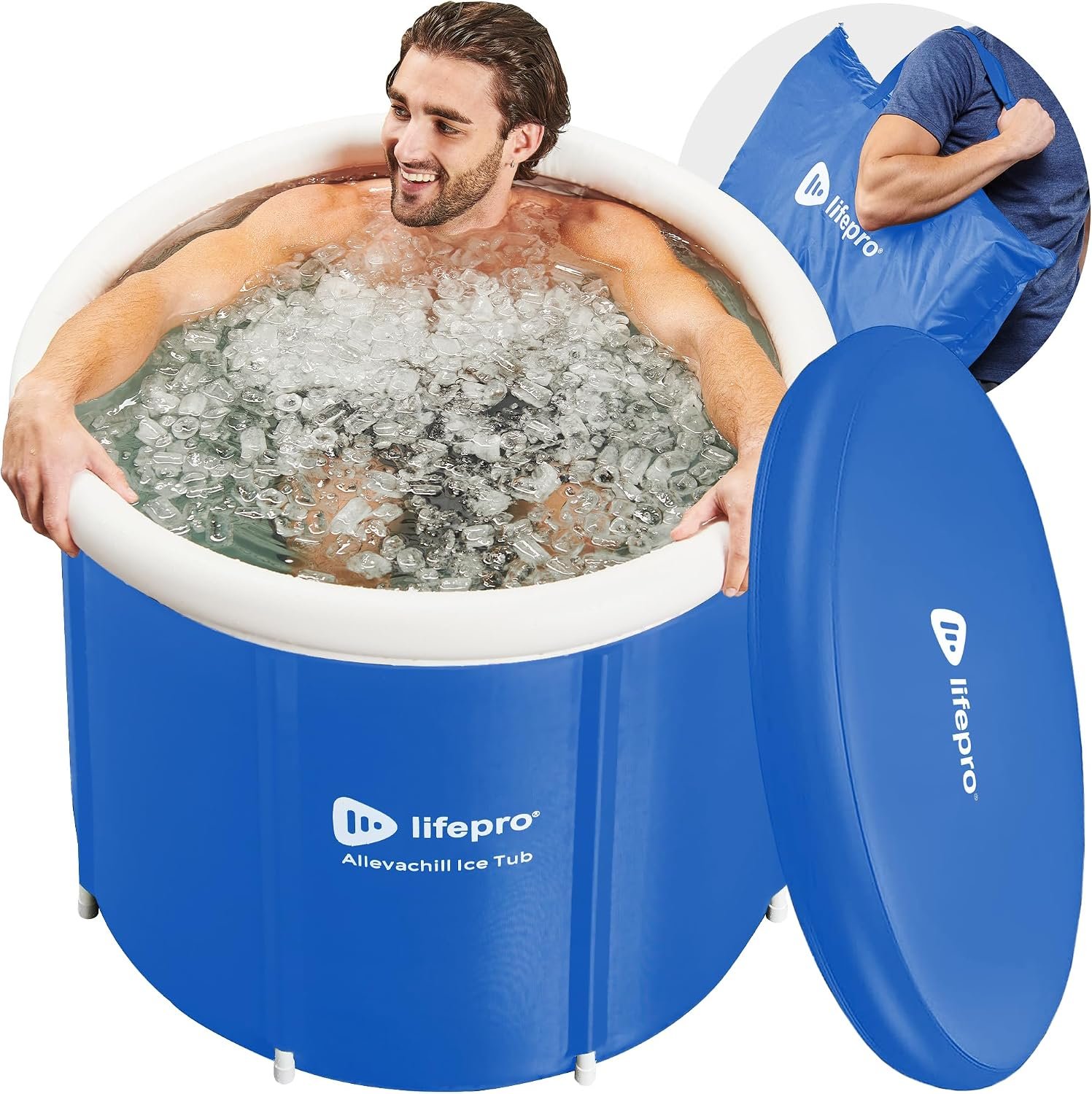 Lifepro Portable Ice Bath Tub with Cover and Storage Bag – Home & Travel Ice Bath Tub for Athletes and Adults, Durable Cold Plunge Tub for Home Therapy Sessions, Outdoor Ice Bath Cold Water Plunge Tub