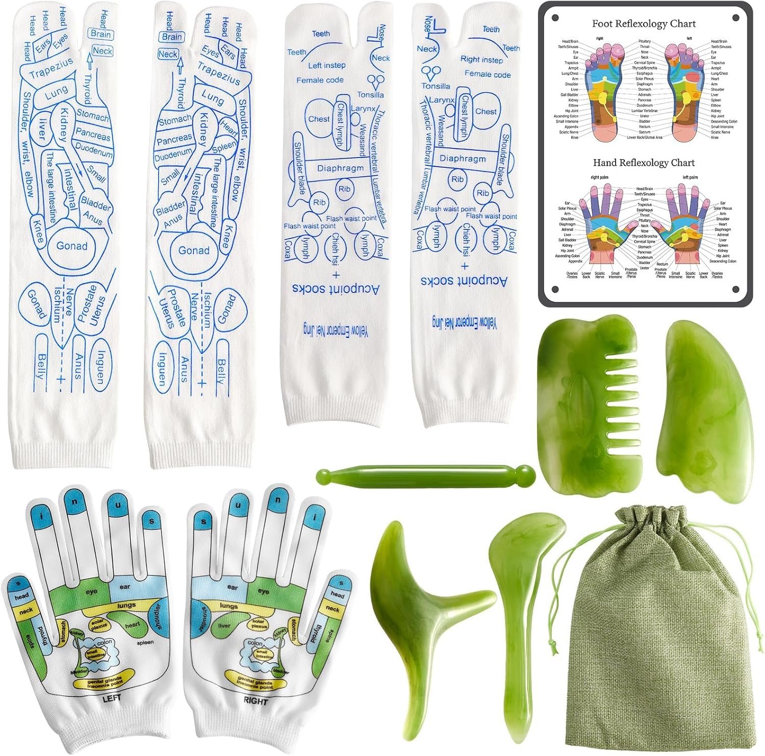 Reflexology Socks with Gloves Tools Set Foot Massage Socks Reflexology Socks with 5 Tools Socks with Trigger Point Massage Tool Acupressure Socks Reflexology Foot Massage Socks for Women and Men