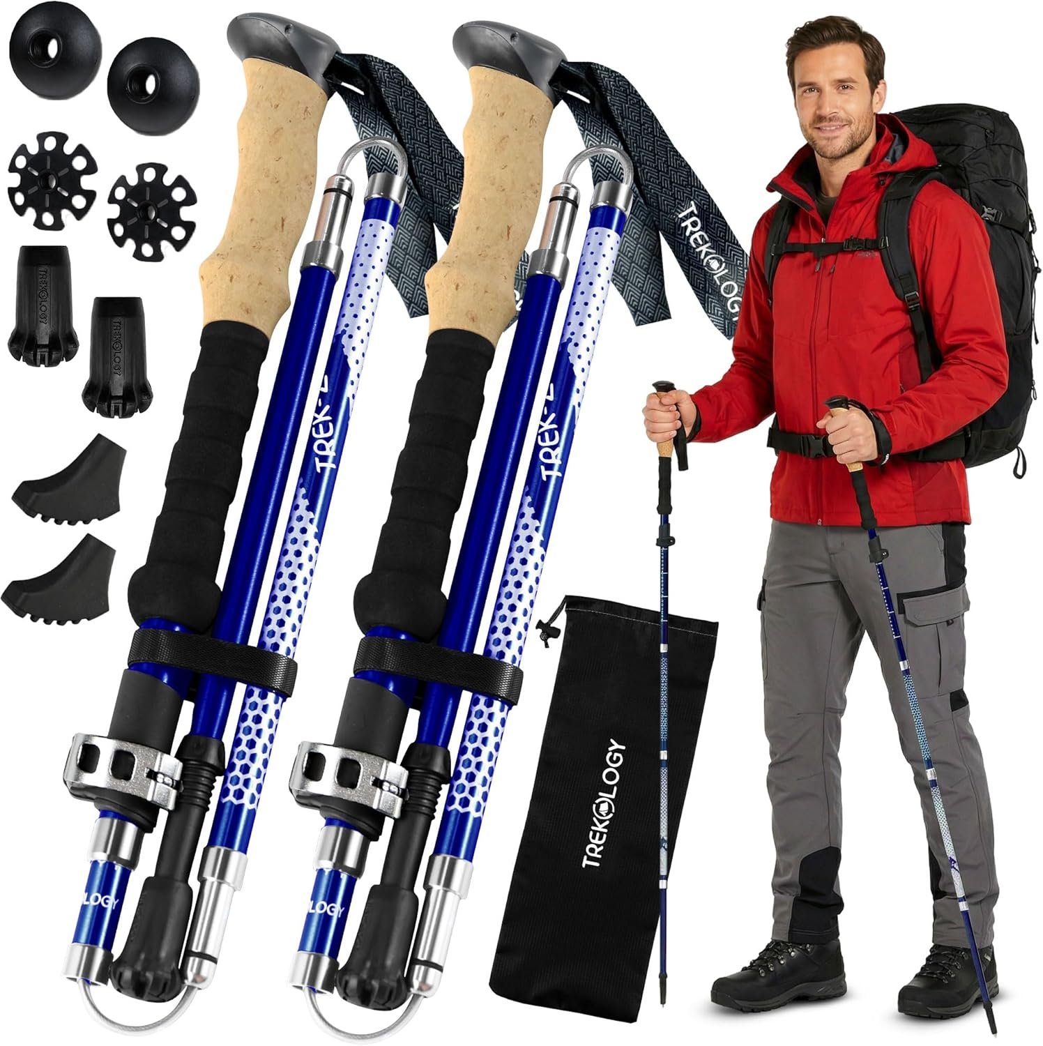 Trekology Trek-Z Collapsible Hiking & Trekking Poles – Balance Support for Seniors, Women, and Men, 2pc Per Set