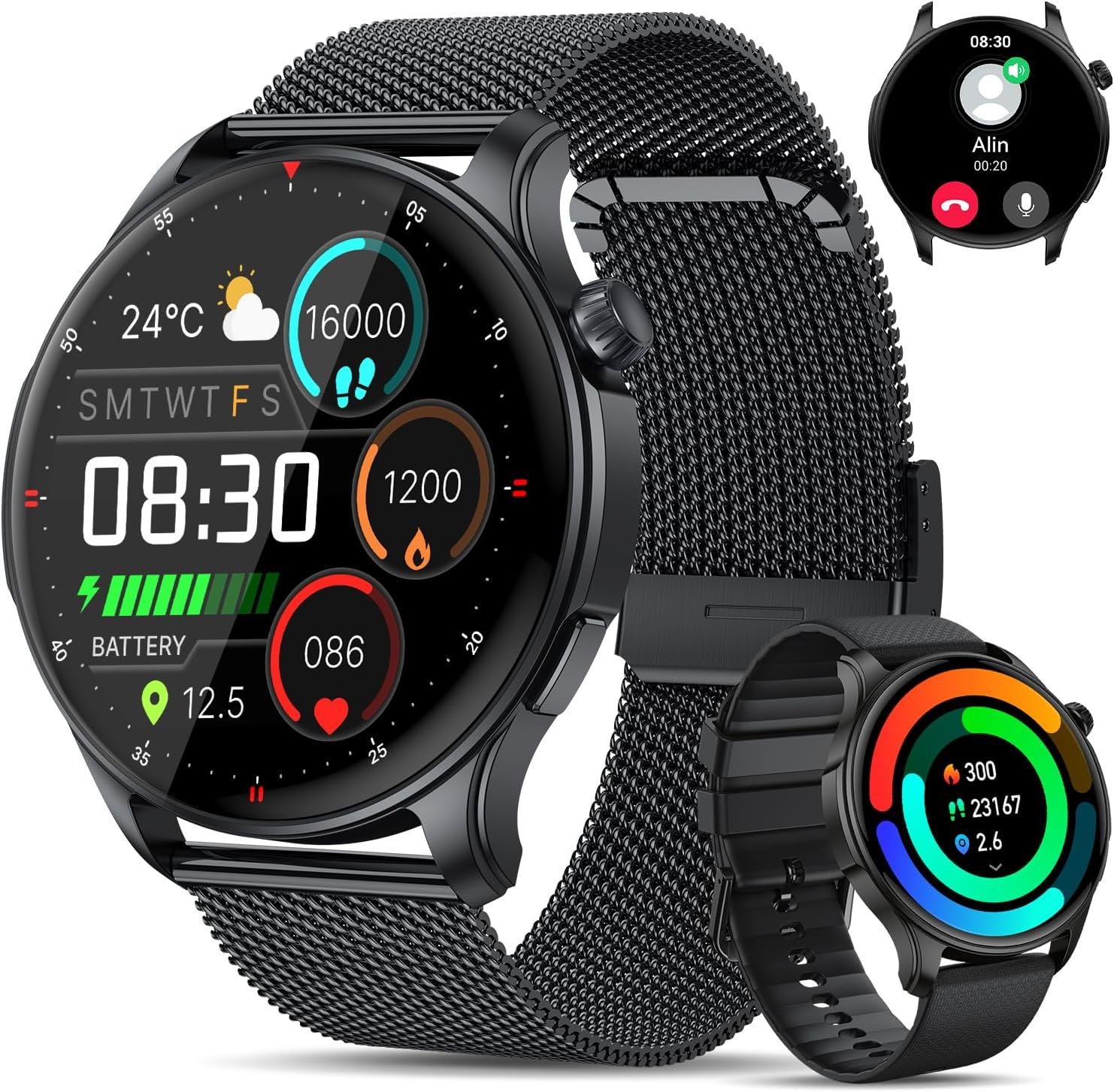 Smart Watch for Men Women Fitness Tracker: Smartwatch for Android Phones iPhone Compatible Samsung Bluetooth Call Answer/Make Watches for Men Heart Rate Sleep Monitor IP68 Waterproof 120+Sports Model