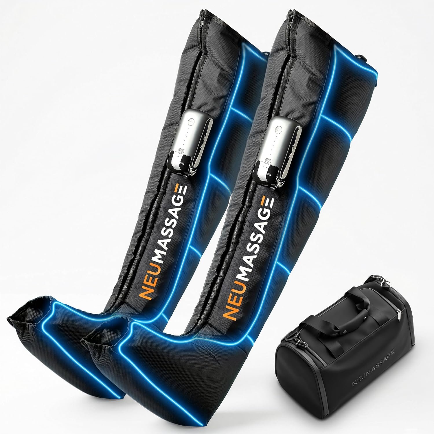 Professional Leg Compression Massager Recovery System | Cordless Rechargeable Air Recovery Boots with Sequential Compression | Fast Recovery & Improved Circulation [Medium, Black]