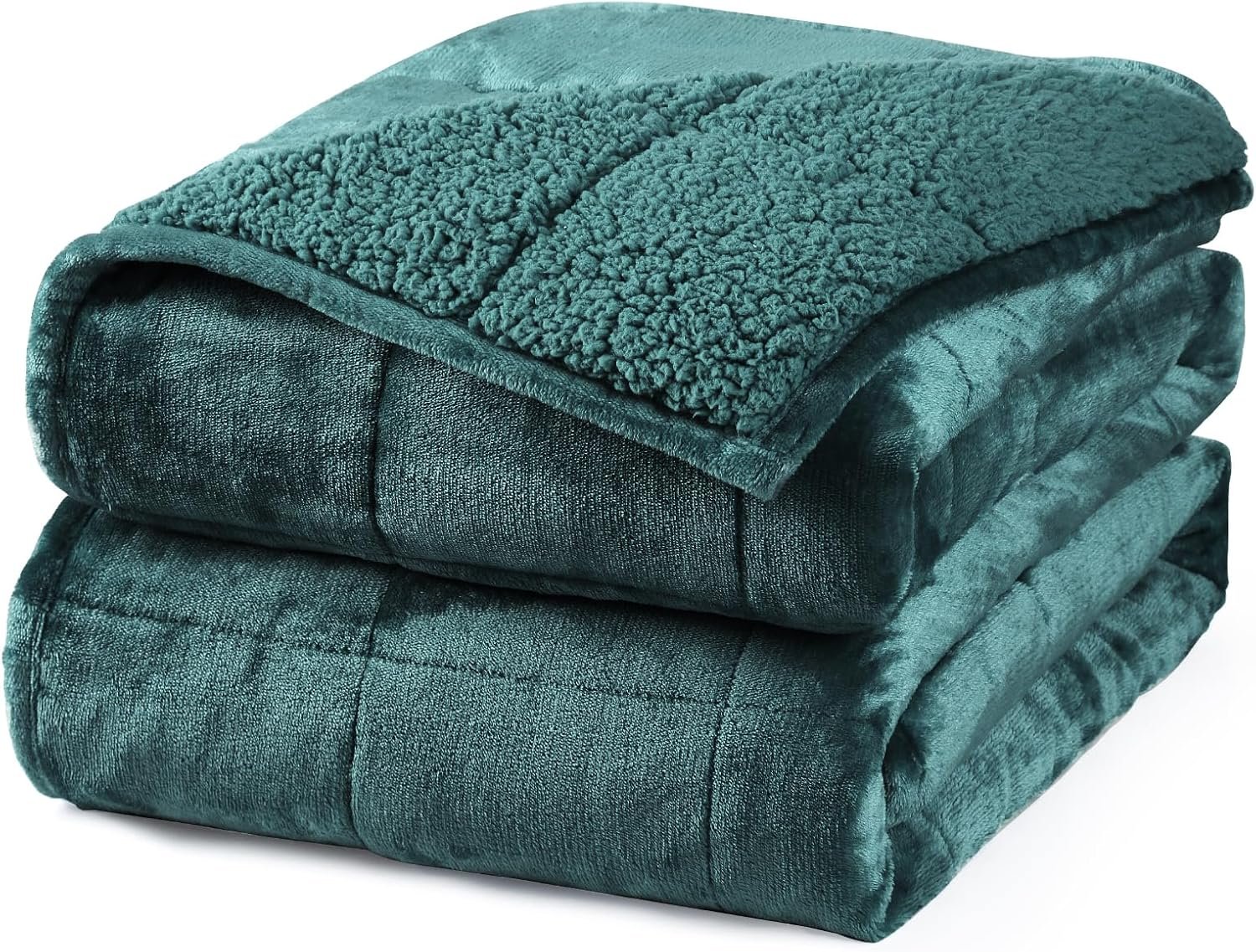 Aemicion Plush Sherpa Weighted Blanket Queen Size 15lbs – Soft Cozy Fleece Heavy Weighted Blanket, Breathable and Washable -Gift for Women Men-Green