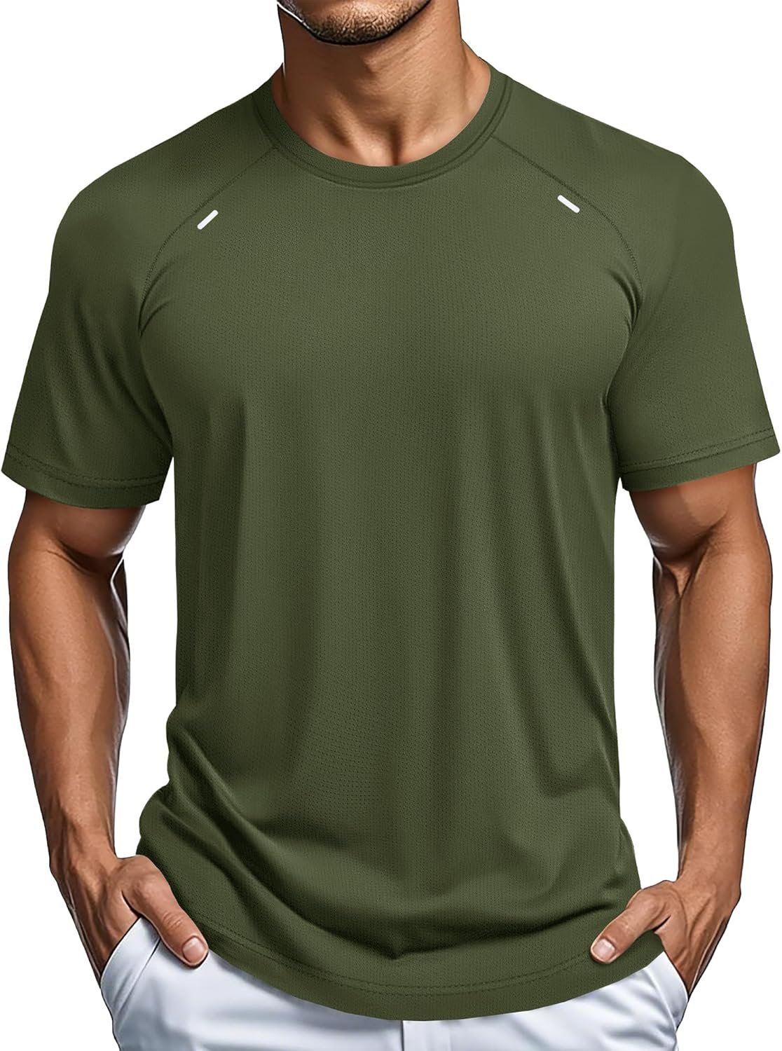 MAGCOMSEN Men’s Dry Fit Shirts Mesh Short Sleeve Athletic Lightweight Workout Performance Hiking Shirt
