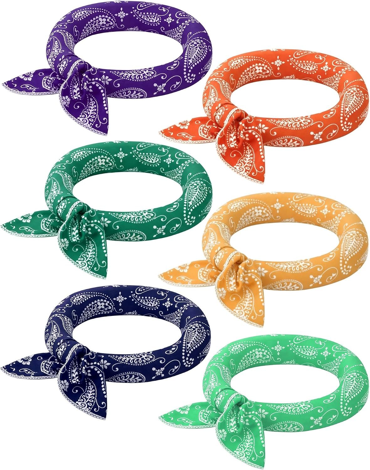 Coume 6 Pack Cooling Neck Wraps Neck Cooler Ice Bandanas Scarf for Hot Weather Summer Ultra Running Walking Riding Women Men