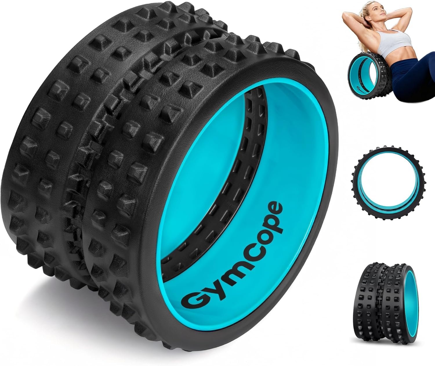 GymCope Back Roller for Back Pain Reliefn & Stretching, Deep Tissue Massage Roller Supports Up to 530 lbs / 240 kg, 5.5”-7.5” Curved Foam Roller for Home Physical Stretching (Blue, Medium)