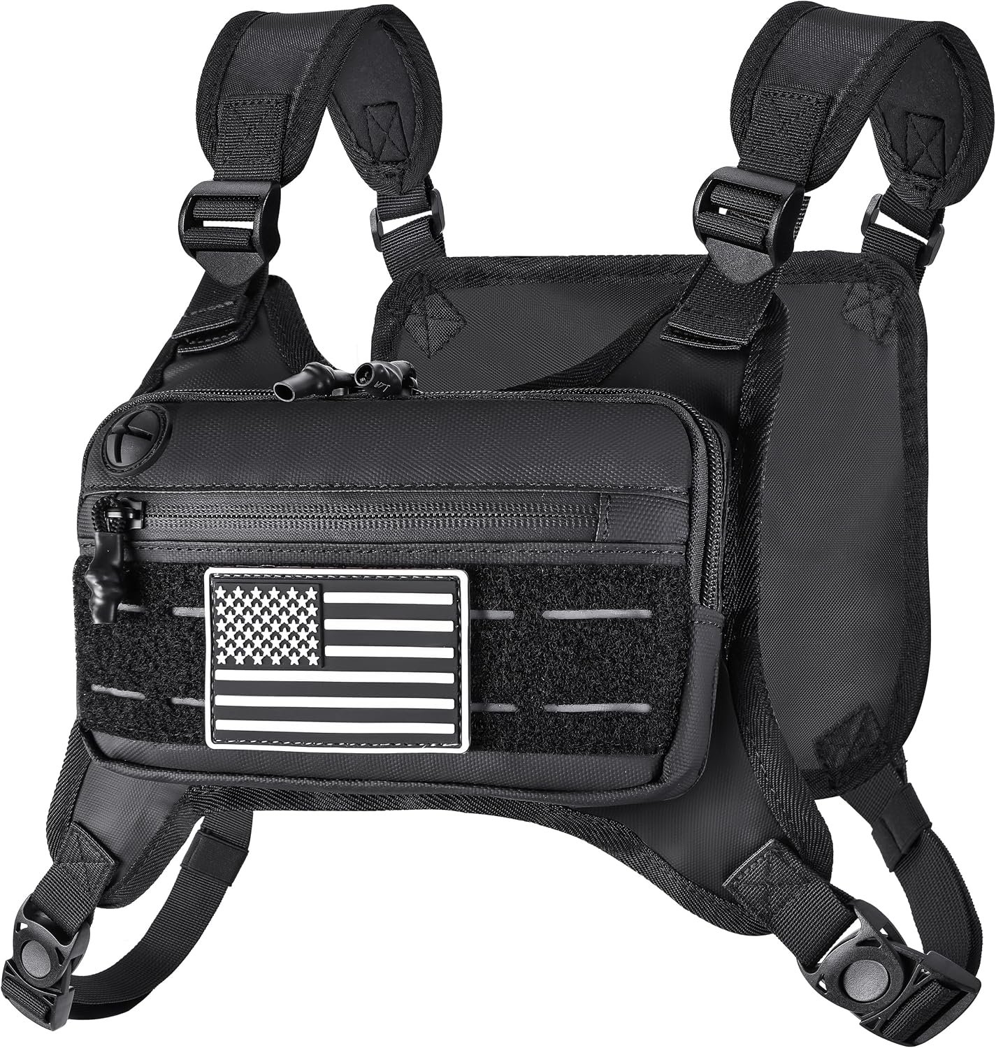 MOZETO Running Vest for Men with Reflective Back, Water Resistant Running Chest Pack For Workouts, Sports Phone Holder With Extra Storage, Lightweight Chest Bag