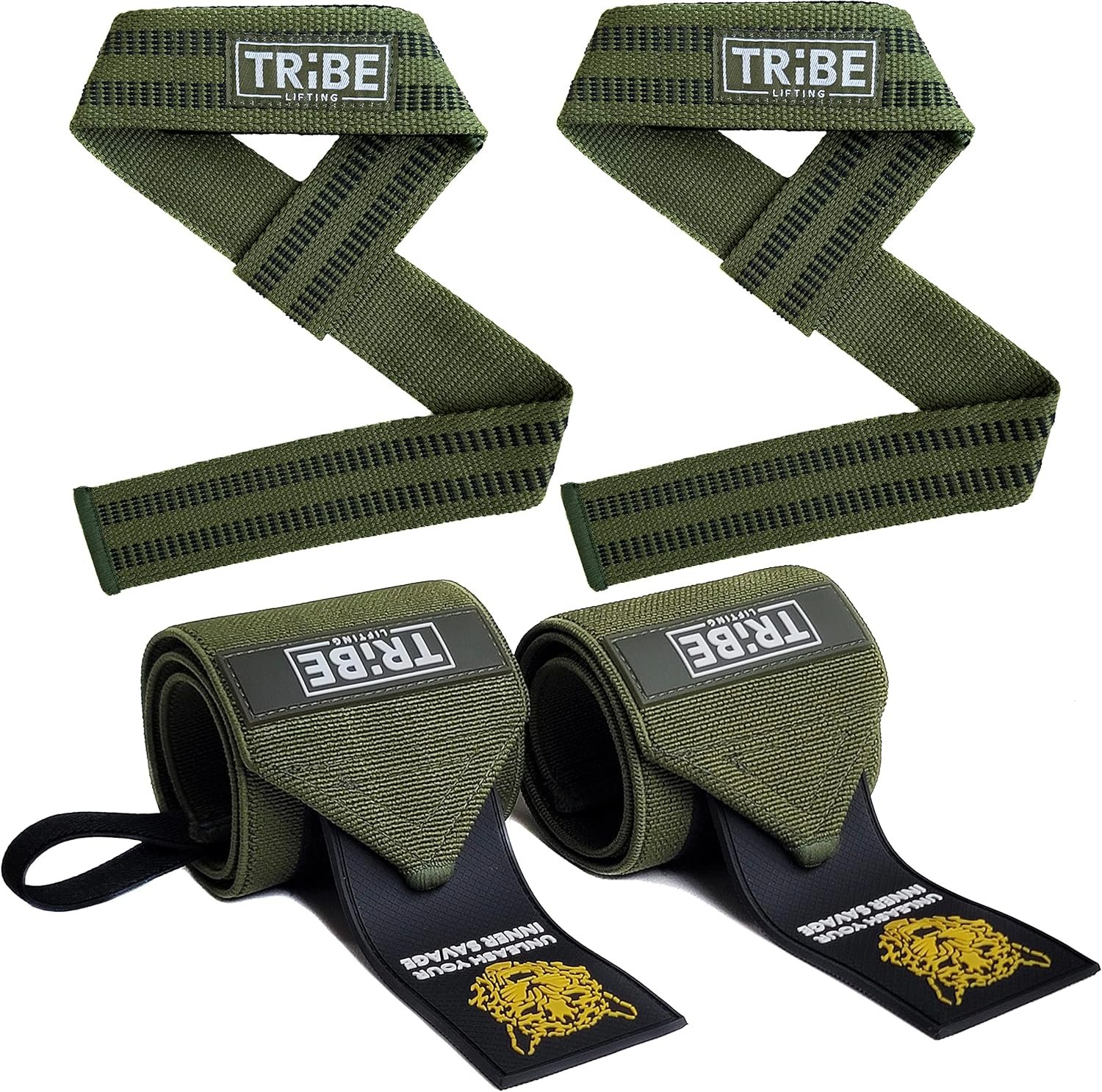 Tribe Lifting Heavy Duty Wrist Wraps & Lifting Straps for Weightlifting – Wrist Straps for Weightlifting Men with Silicone Grip & Padding – Gym Wrist Wraps and Lifting Straps