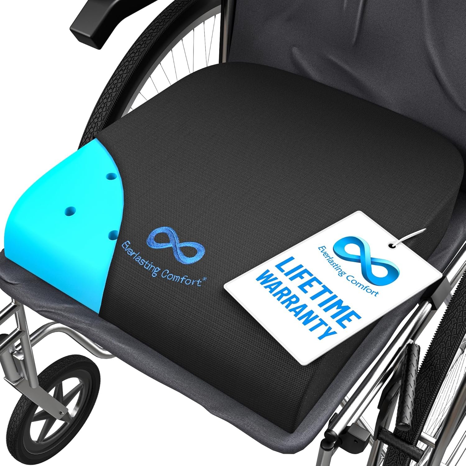 Everlasting Comfort Ventilated Wheelchair Cushions for Pressure Relief – Gel Memory Foam Wheel Chair Seat Cushion Pad for Seniors and Adults & Pain Relief – Soft Non-Slip Cover – Office Accessories