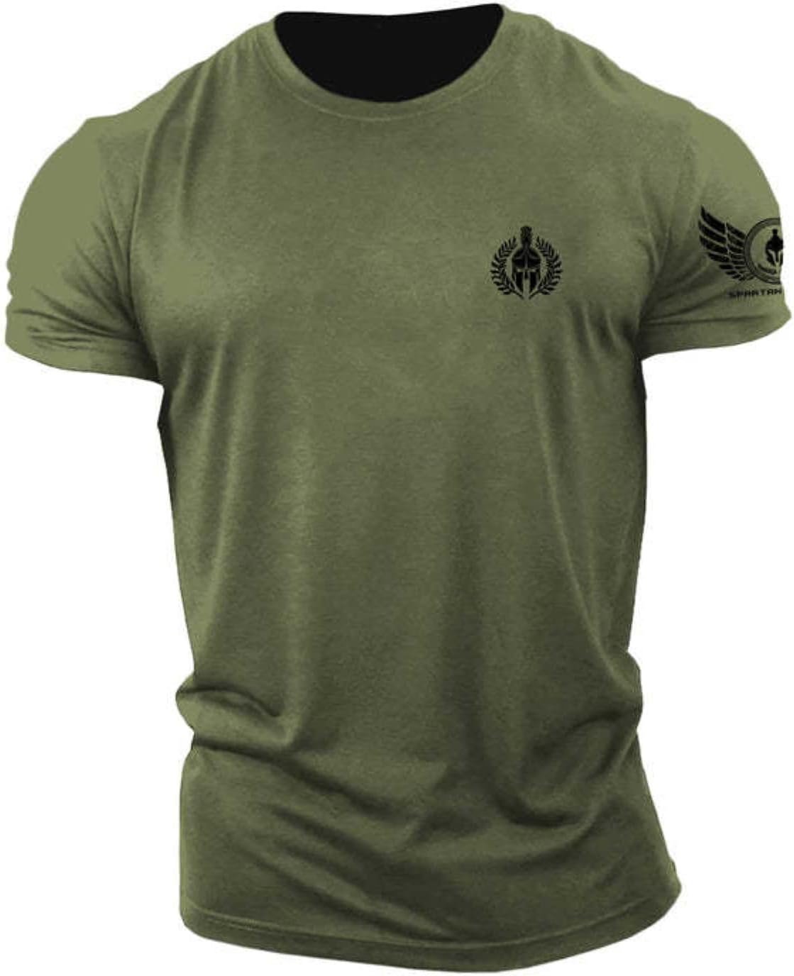 ReedCA Spartan Olive Branch – Muscle Athletic Workout Tee Top Gym Bodybuilding Shirts Fitness