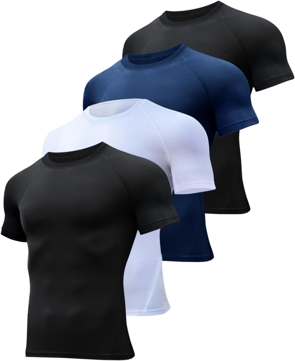 HOPLYNN 4/5 Pack Workout Compression Shirts Men Long/Short Sleeve Rash Guard Athletic Undershirt Gear T Shirt for Sports