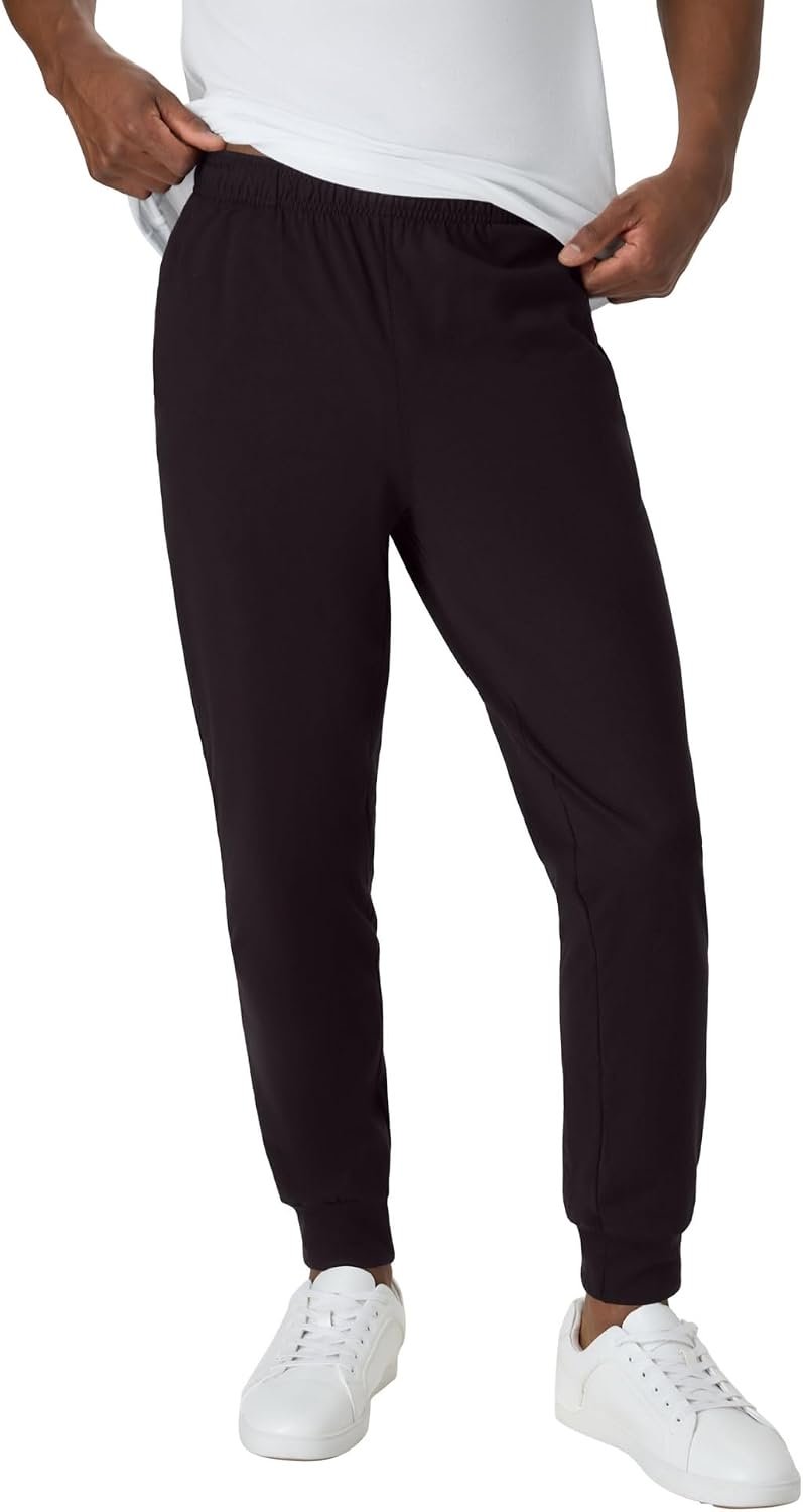 Hanes Men’s Lightweight Cotton Jersey Cuffed Jogger Sweatpants with Drawstring and Pockets – 30.5″