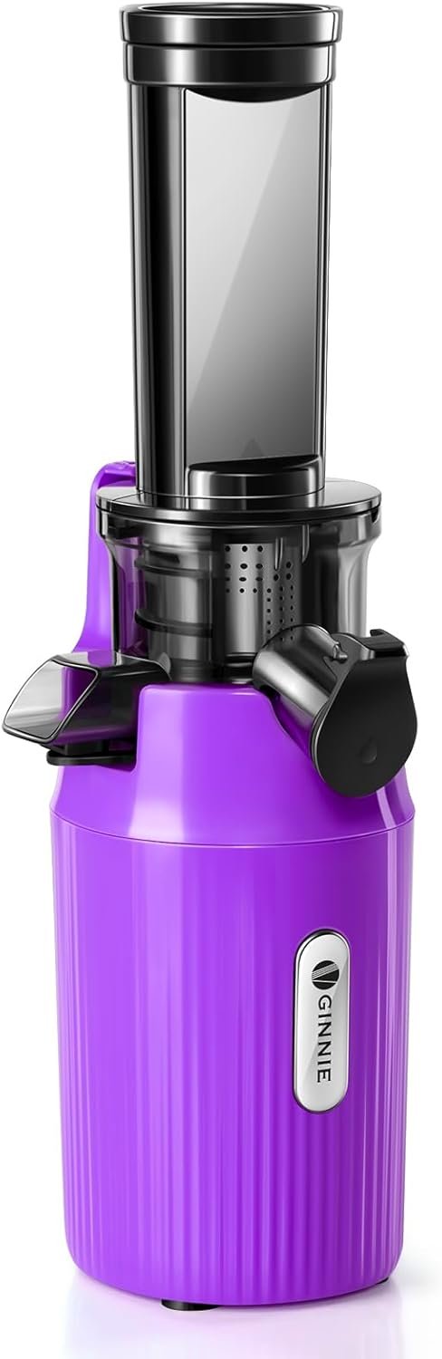 Ventray Ginnie Mini Cold Press Juicer, Small Slow Masticating Juicer for Vegetables and Fruits, High Juice Yield, Easy to Clean, Space-Saving, Fit for Personal/Travel/Picnic/Office – Purple