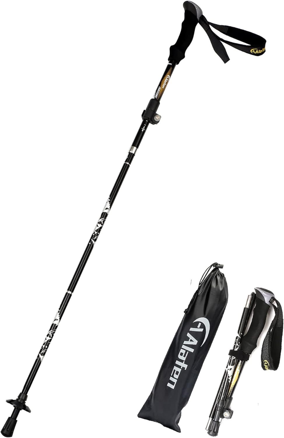 A ALAFEN Aluminum Collapsible Ultralight Travel Trekking Hiking Pole for Men and Women (Fits 5’3″ – 6’2″)