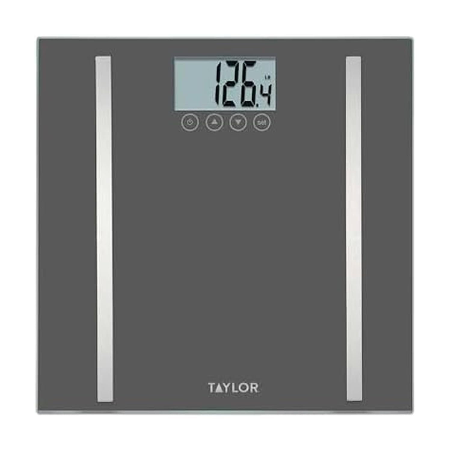 Taylor Digital Body Composition Scale – Measures Body Fat, Body Water, BMI for Up to 8 Users, 400 lb Capacity, 11.8 x 11.8 in Tempered Glass Platform, Black