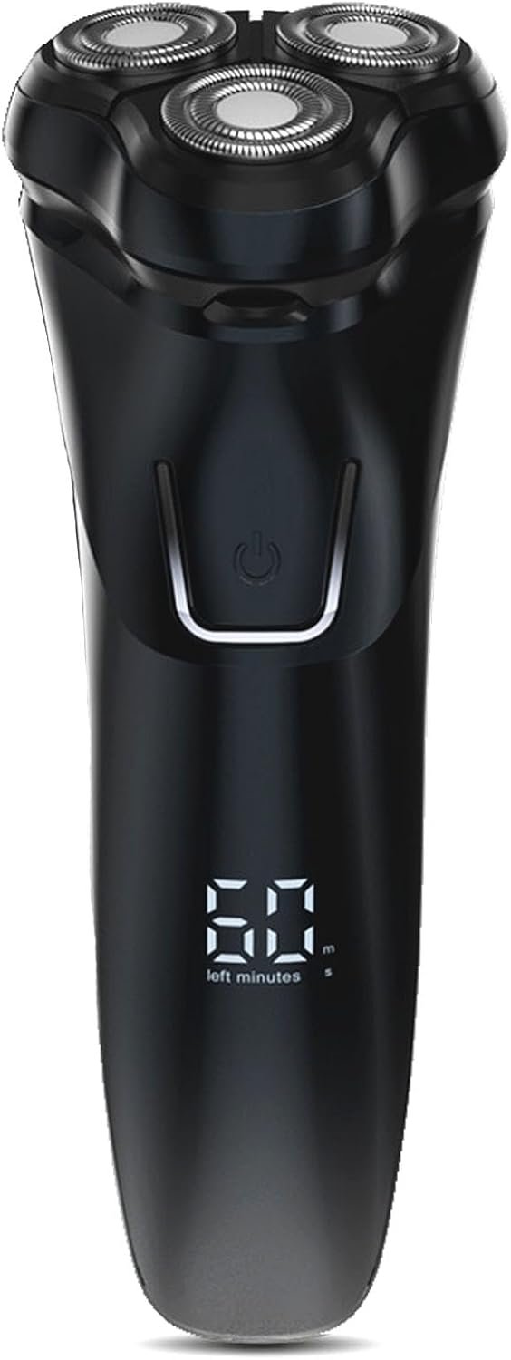 Electric Razor for Men Cordless: Wet/Dry Rotary Shaver Waterproof – USB Fast Charging, Precision Blades Sensitive Skin Care, Pop-up Trimmer Upgraded Elegant Black