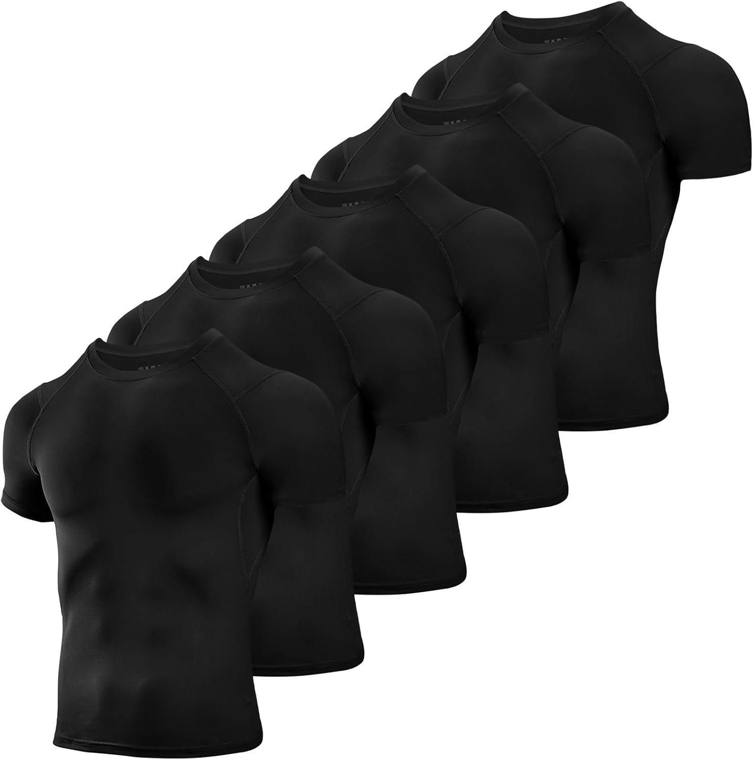Niksa Men’s Compression Shirts 3/5 Pack,Short Sleeve Athletic Compression Tops Cool Dry Workout T Shirt