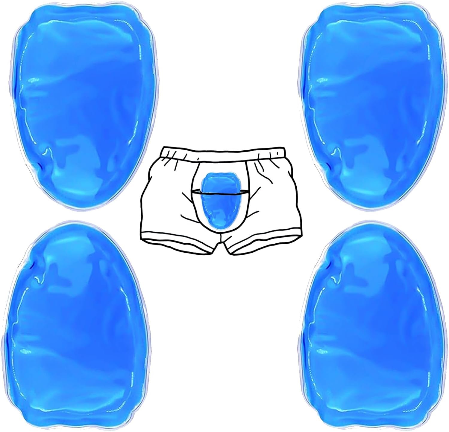 Reusable Cold Ice Pack for Post-Vasectomy Recovery and Testicular Support, Blue, 4-Pack with Comfort Design (Blue (4 Count))
