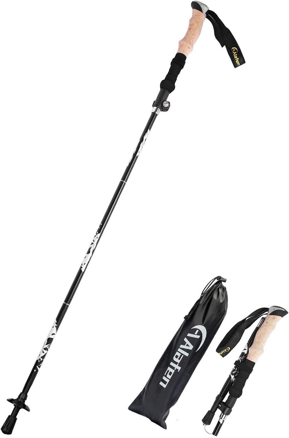 A ALAFEN Lightweight Collapsible Trekking Pole – 7075 Aluminum Adjustable Walking Stick for Hiking & Travel, Foldable Quick-Lock Design, Single Pole for Adults & Seniors