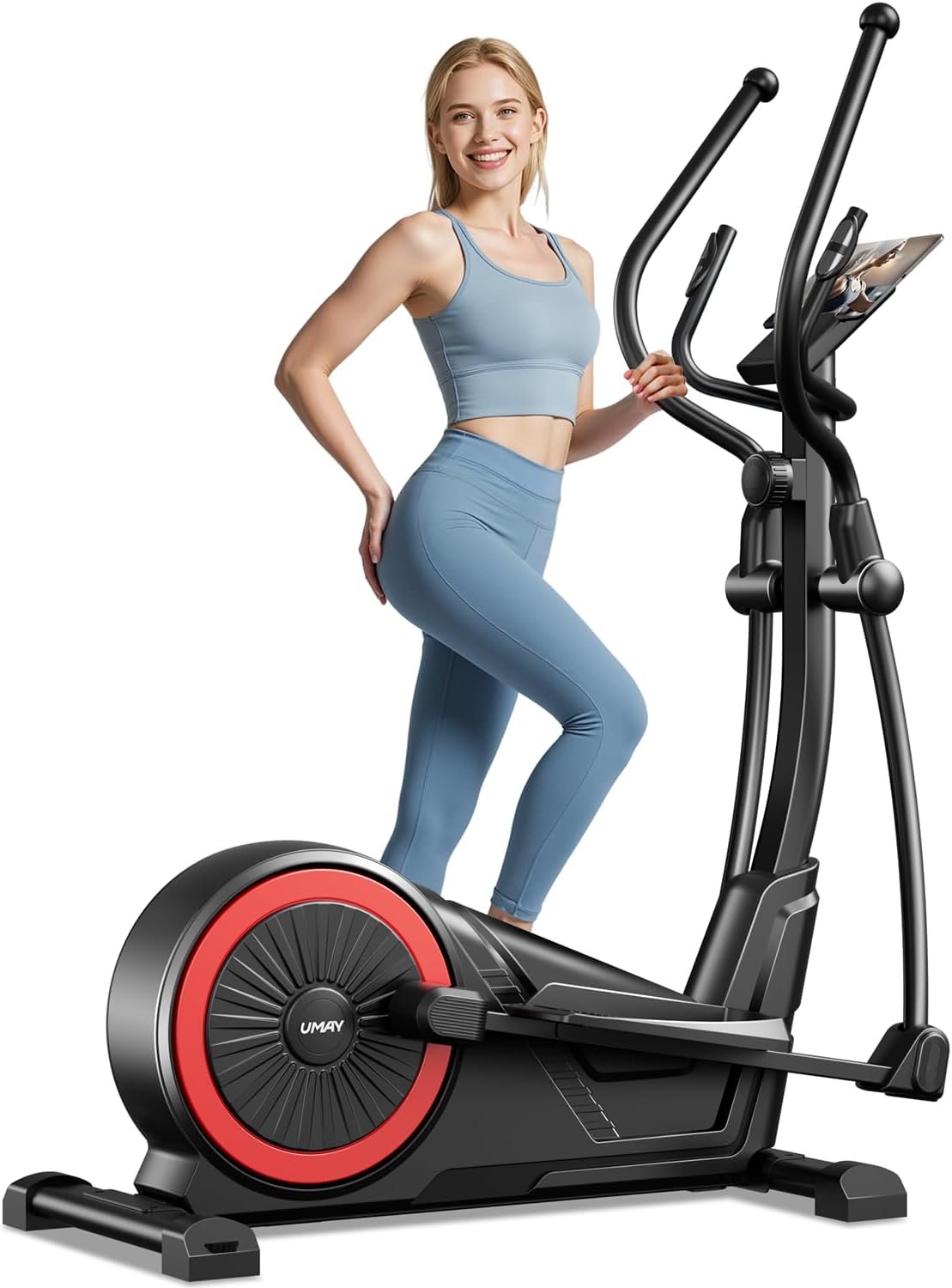 Elliptical Exercise Machine with 15.5″ Stride & Heart Rate Grips,Ultra Silent Magnetic Elliptical Machine for Home with 16 Levels Resistance and LCD Monitor,400 LBS Weight Capacity