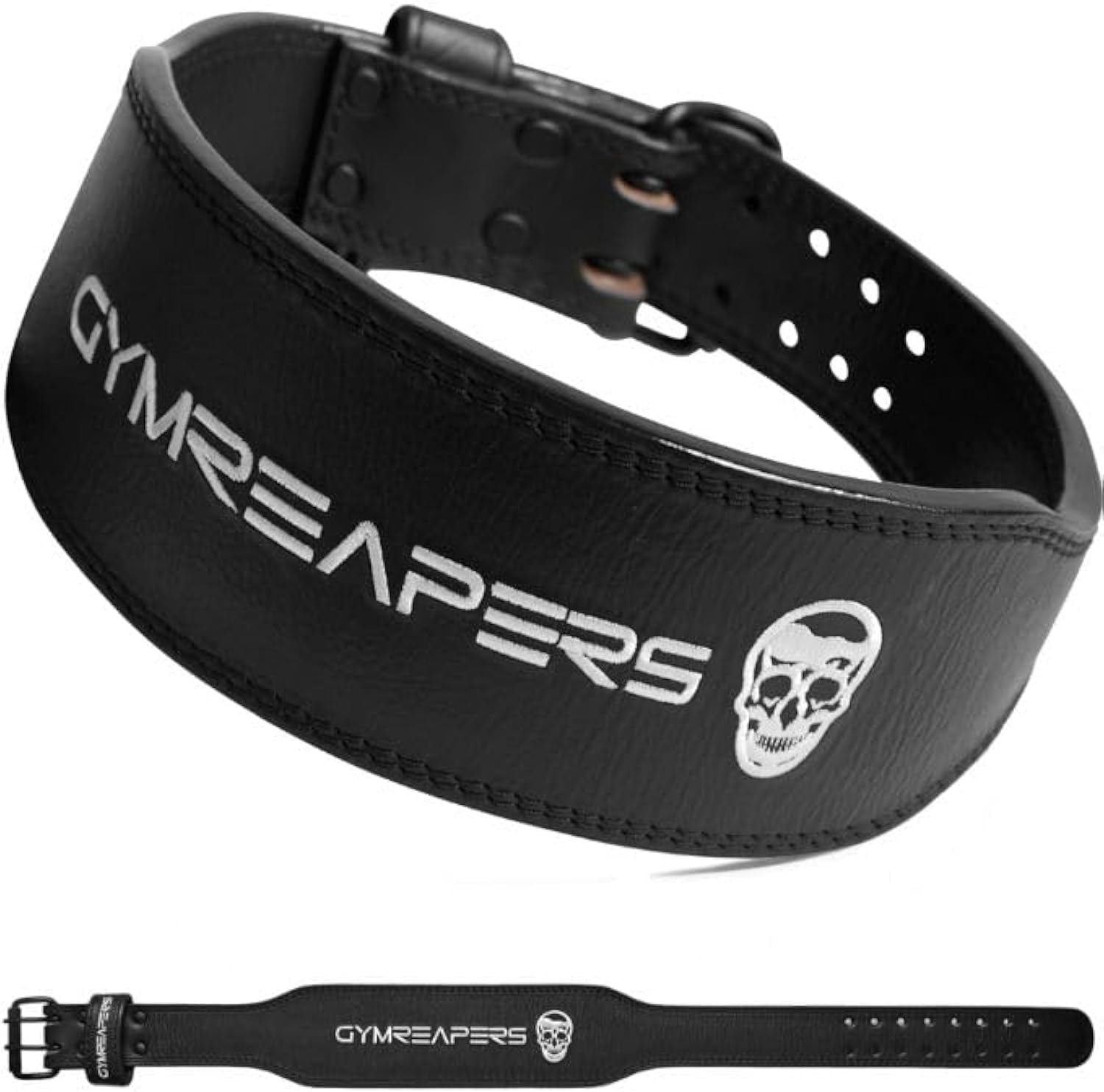 Gymreapers Leather Weightlifting Belt for Bodybuilding, Squatting, Lower Back Support & Back Pain – Real Leather, Adjustable Buckle Sizing – Men Women