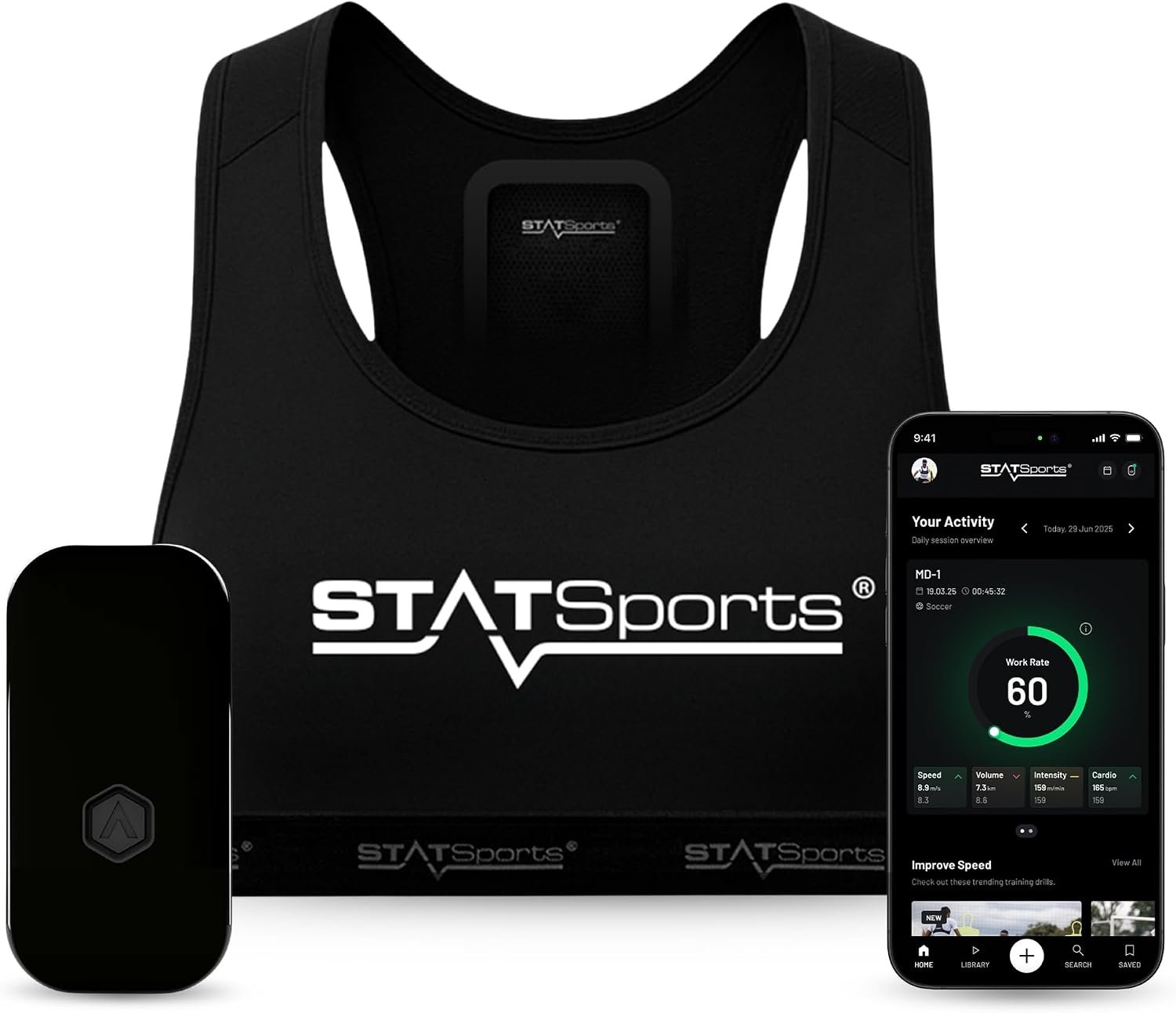 STATSports Academy GPS Soccer Tracker Vest – Unlock Elite Performance with Pro-Level Coaching, Drills & Nutrition – Tracks 24 Metrics – Football GPS Vest Used by Pro Players & Teams