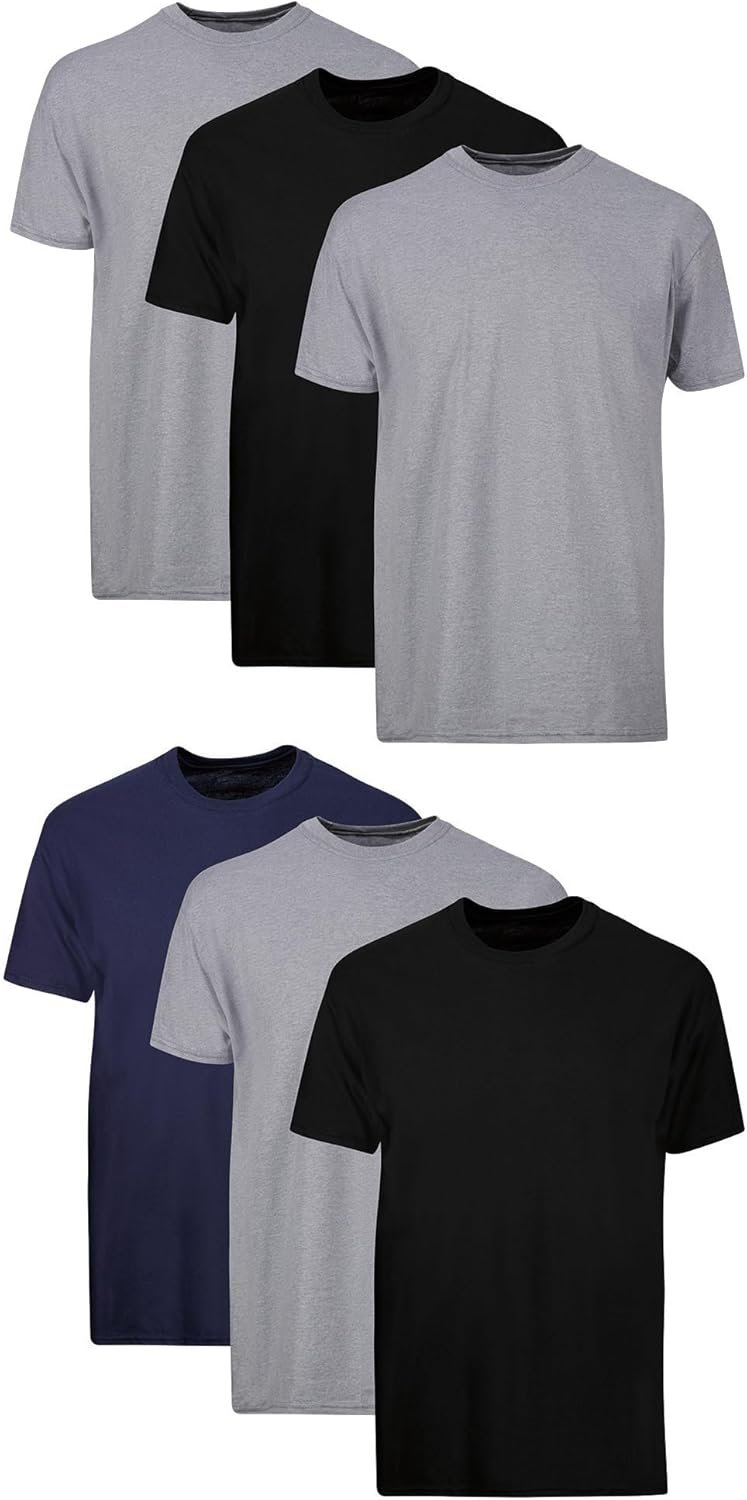 Hanes Men’s Undershirt Packs, Stay-Tucked Soft Cotton Undershirts, Best Undershirts for Men, White/Black/Asstd Multipacks