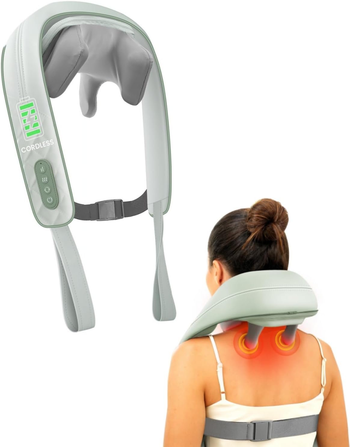 Snailax Cordless Neck Shoulder Massager with Heat, 4D Deep Tissue Kneading, Shiatsu Back Massager Pillow for Neck, Shoulder, Gifts for Men, Women