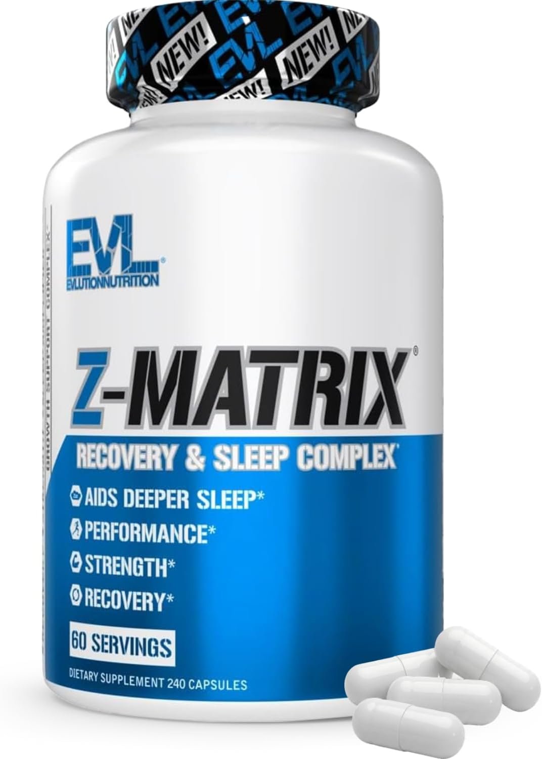 EVL Post Workout Recovery Supplement – Magnesium and Zinc – ZMatrix Zinc Magnesium Aspartate Muscle Recovery Supplement for Sleep Support and Muscle Health
